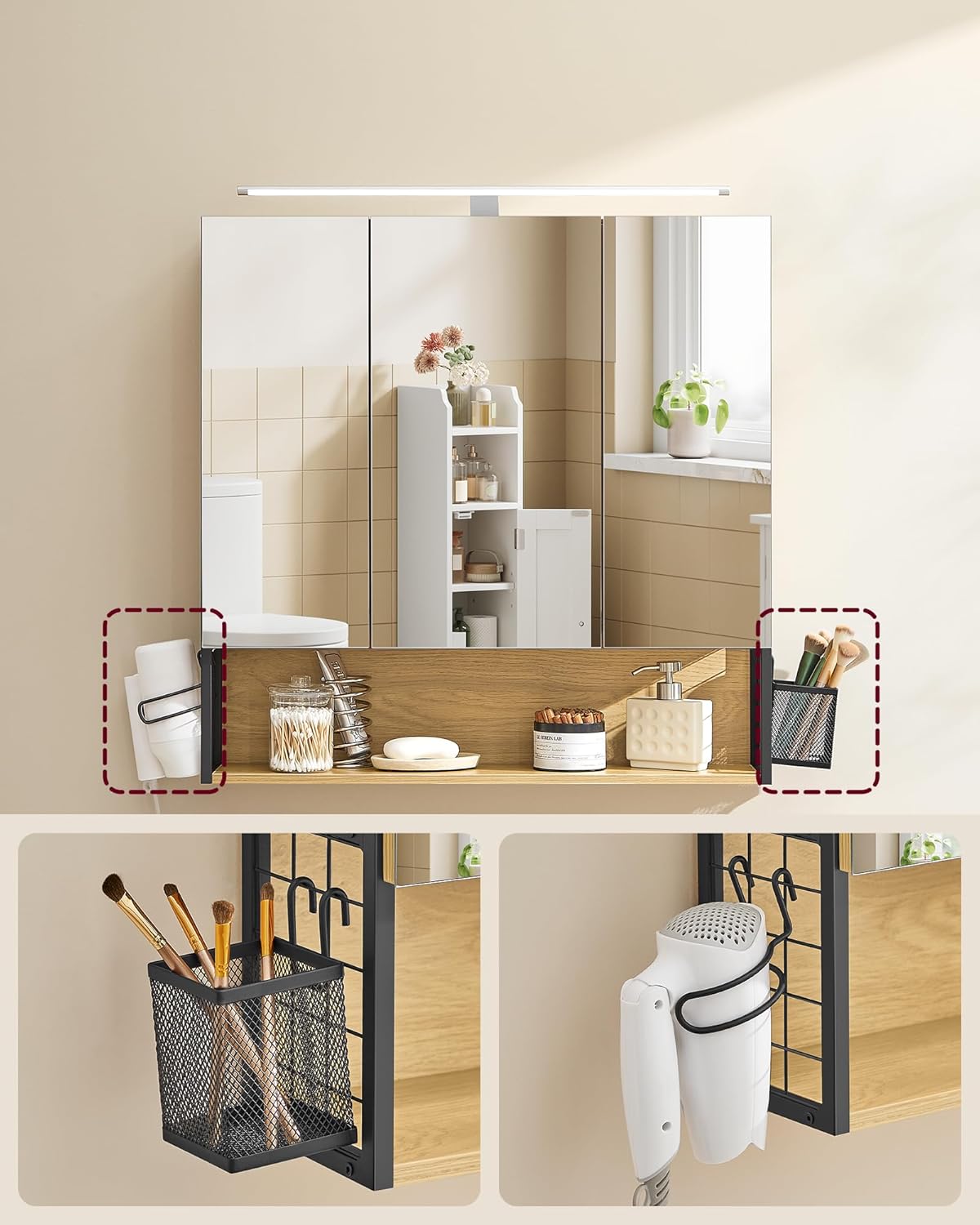 Thumbnail 5 de VASAGLE BBK124Y01 Armadietto bagno 14,5x70x70 cm