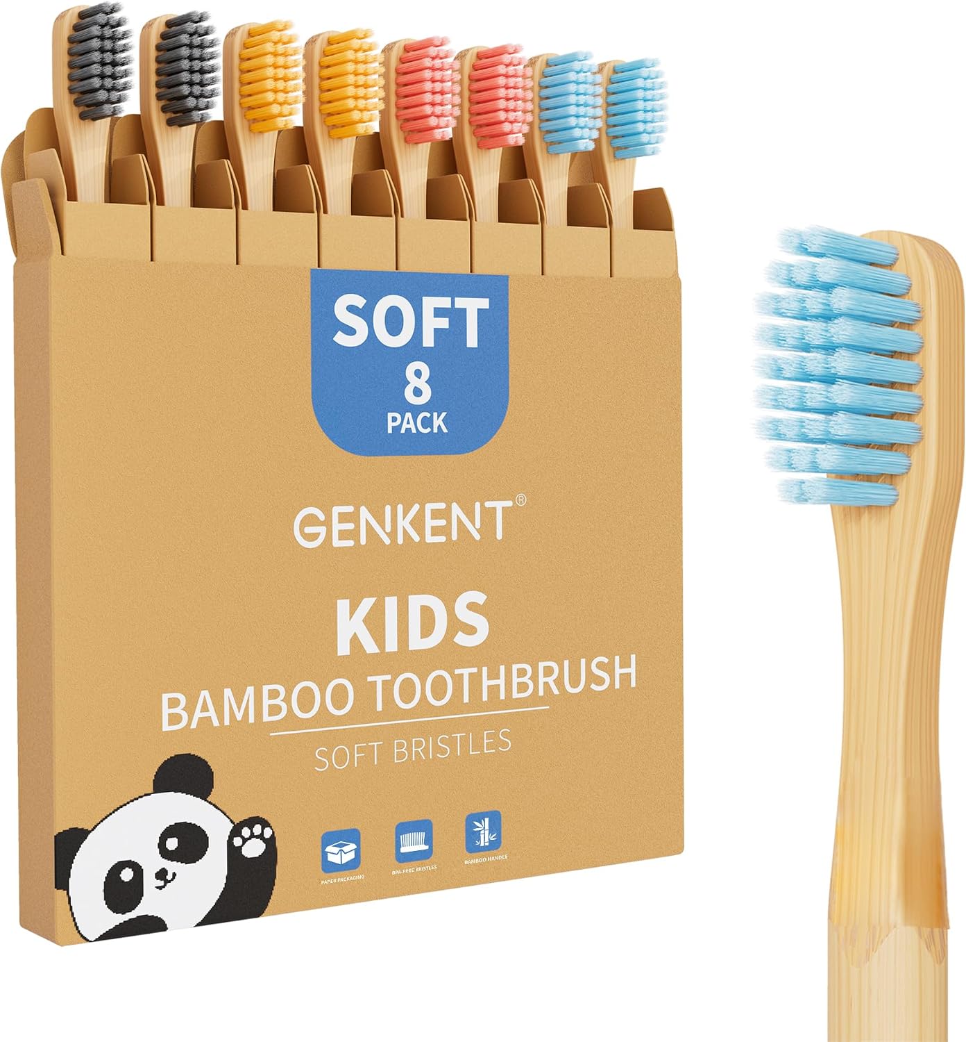 Detalle de GENKENT Kids Toothbrushes, 8-Count Set