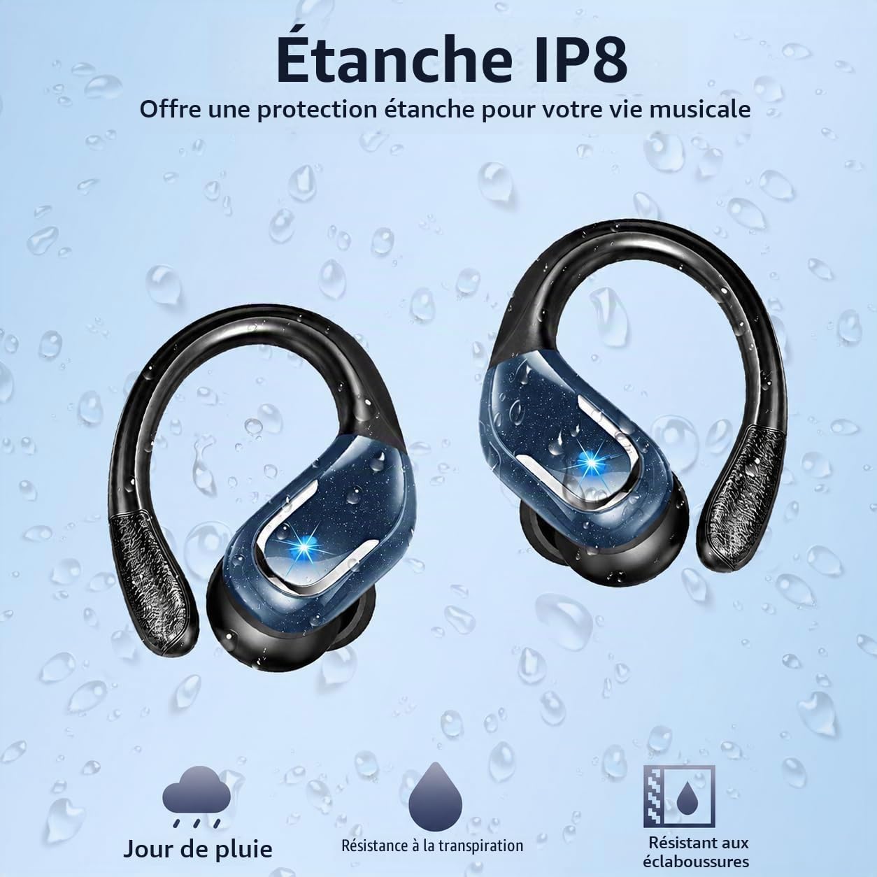 Detalle 2 de Rulefiss draadloze sportoordopjes met oorhaken, Bluetooth 5.4 en ENC