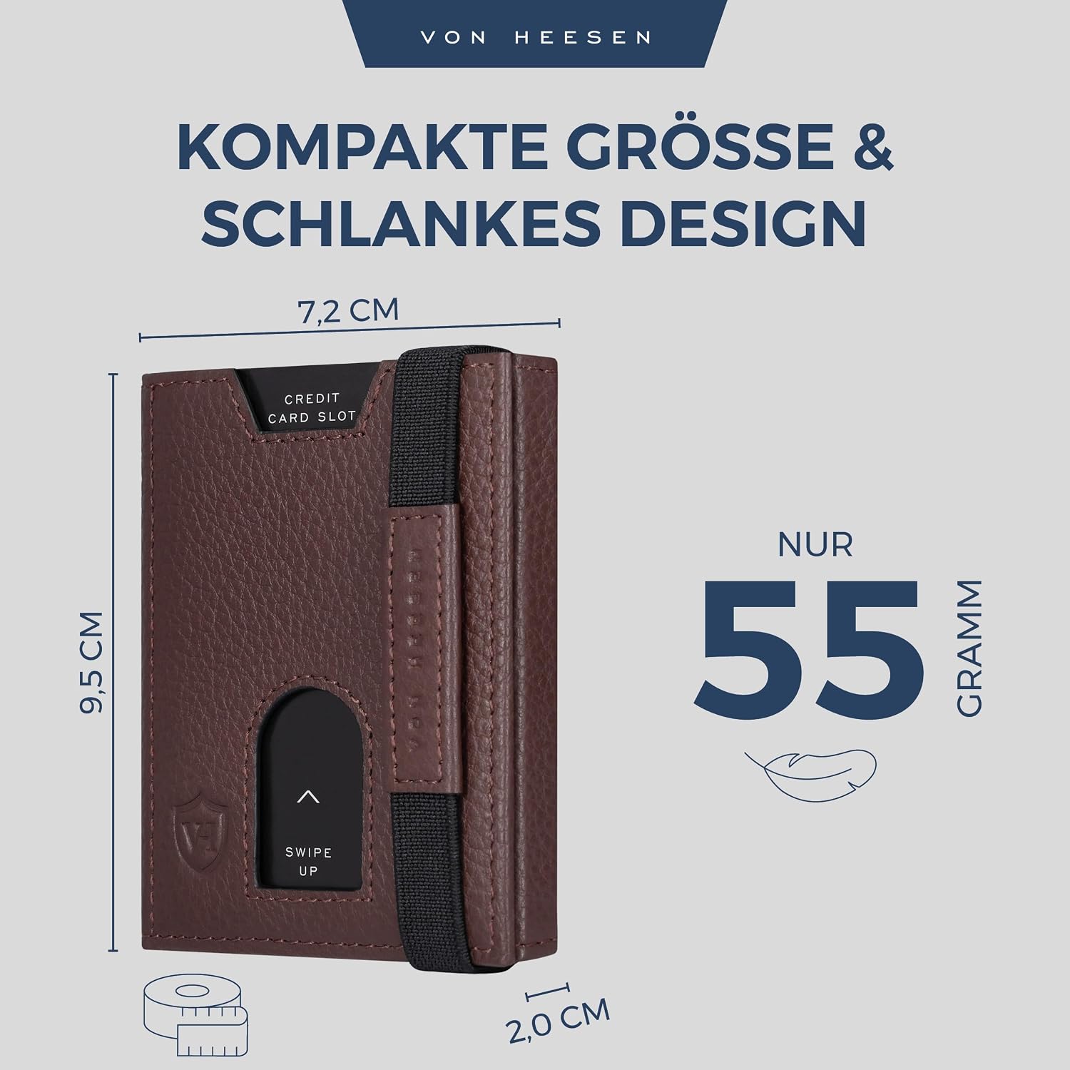 Detalle 1 de VON HEESEN Slim Wallet Leder 9 x 7 cm