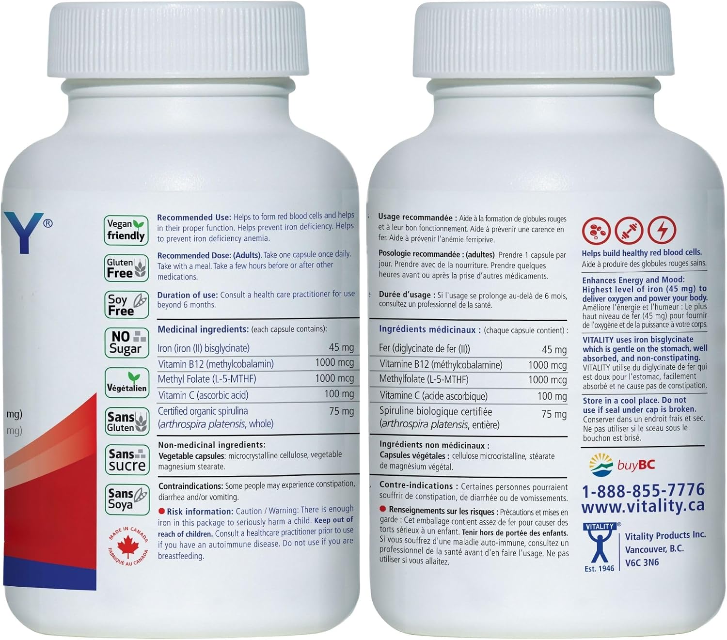 Thumbnail 6 de VITALITY 15905 Power Iron 45 mg Capsules with Vitamin C, B12 & Folate