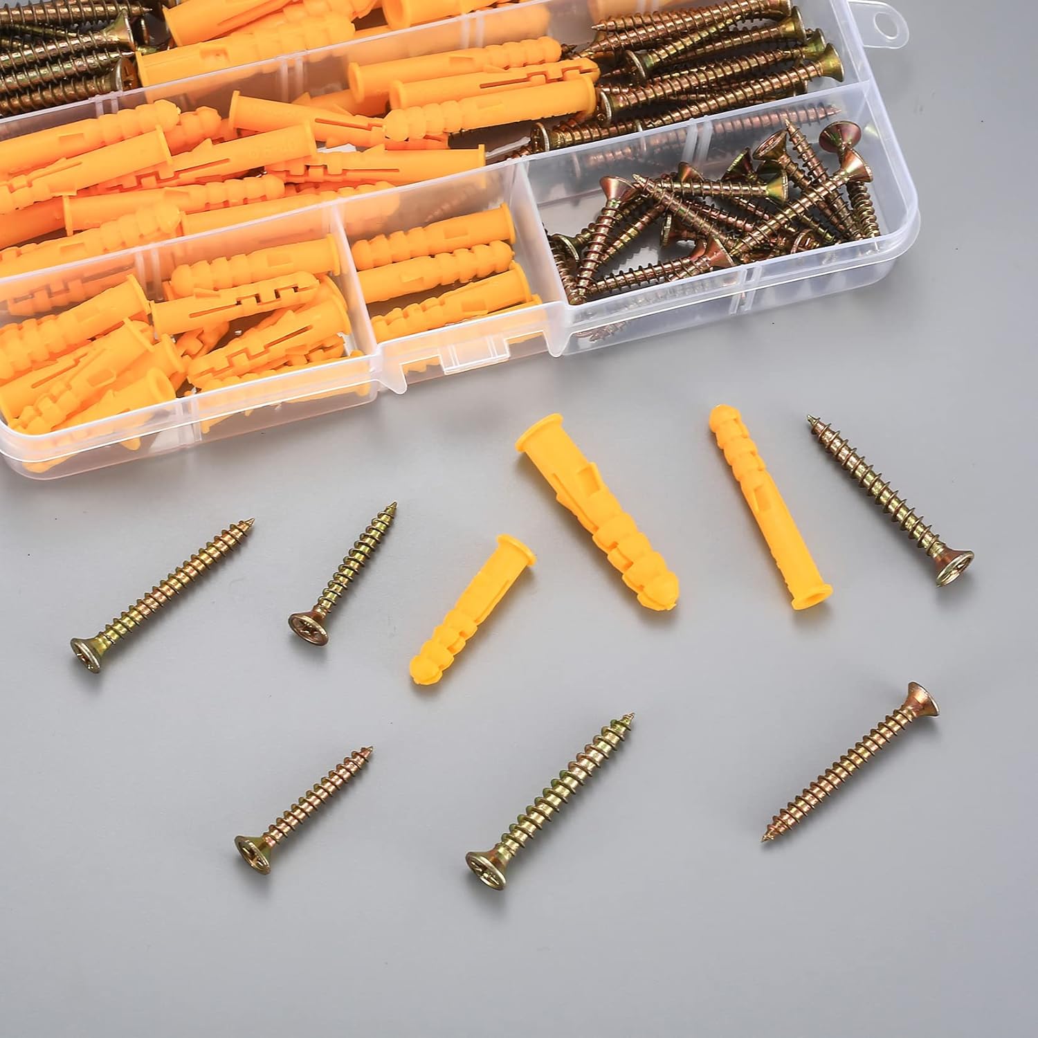 Detalle 2 de 110 Pcs Screws and Wall Plugs Set (55 Masonry Screws, 55 Expansion Anchors) – M6/M8 for Brick, Concrete and Drywall