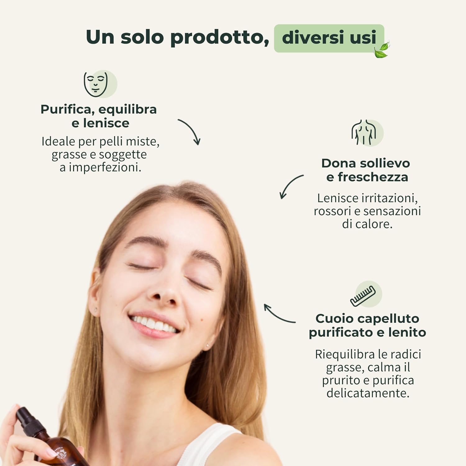 Detalle de BIONOBLE Idrolato di Lavanda Bio: idrolato 100% naturale in sprays di vetro da 200 ml