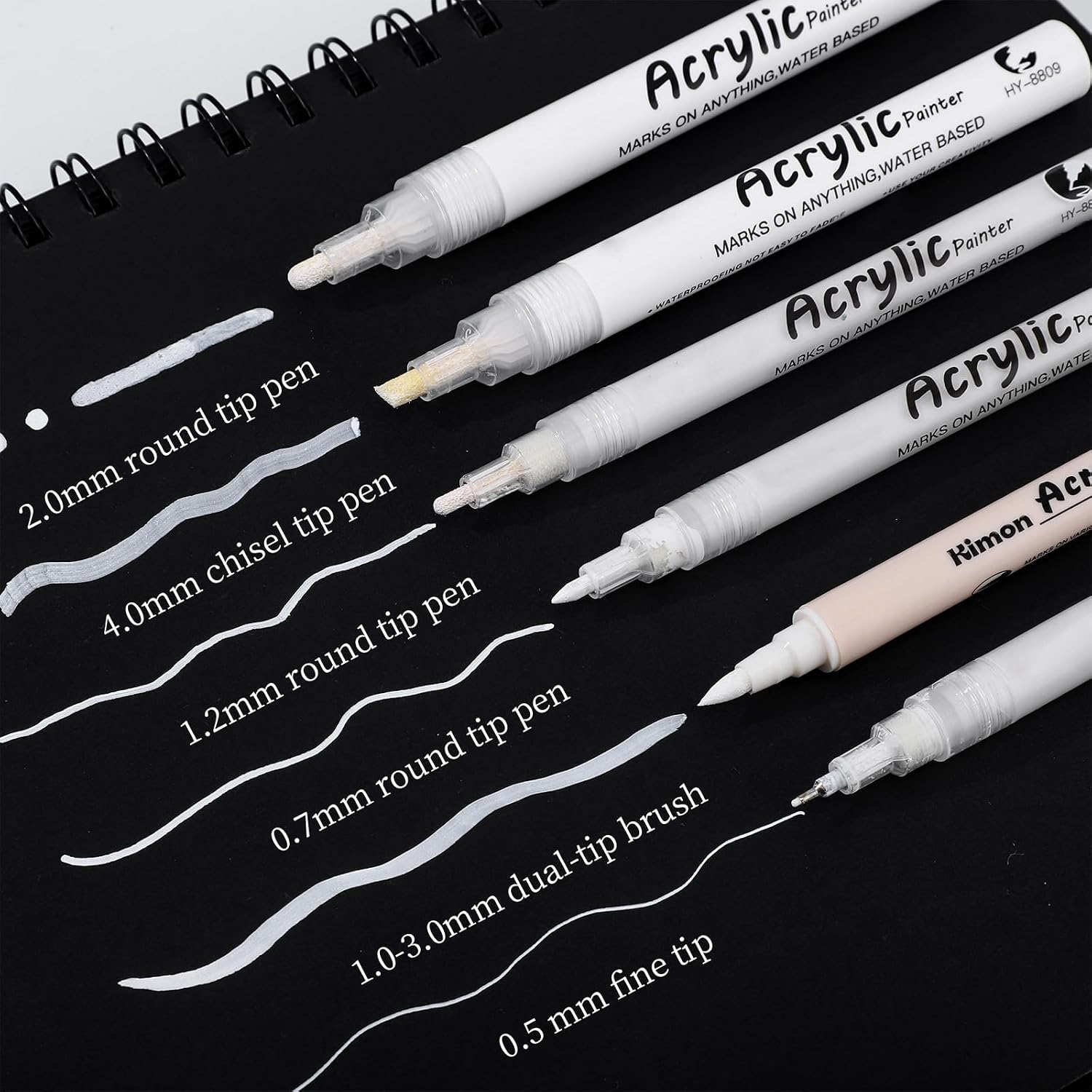 Detalle 2 de Thboxes 6 Stück Weiße Acrylic Marker 6er Set