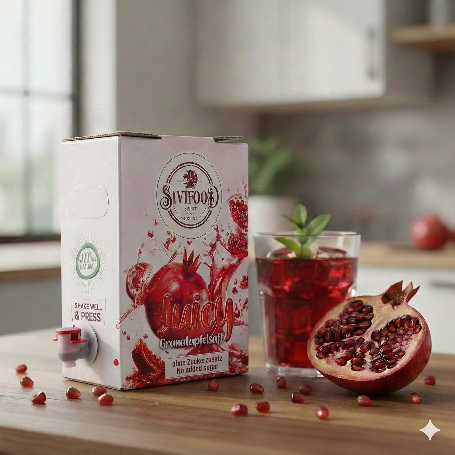 Thumbnail 2 de SIVIFOOD Granatapfelsaft 3 Liter [Vorteilspack] – Fruchtiger Granatapfelsaft aus Konzentrat, ohne Zuckerzusatz