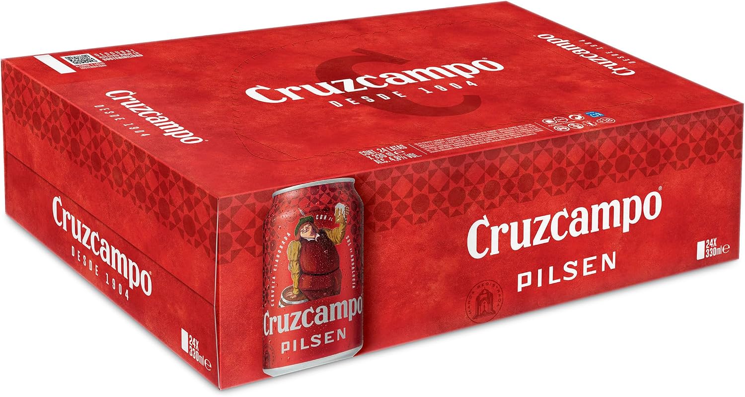 Detalle de Cruzcampo Pilsen Cerveza, Pack Lata 24 x 33 cl