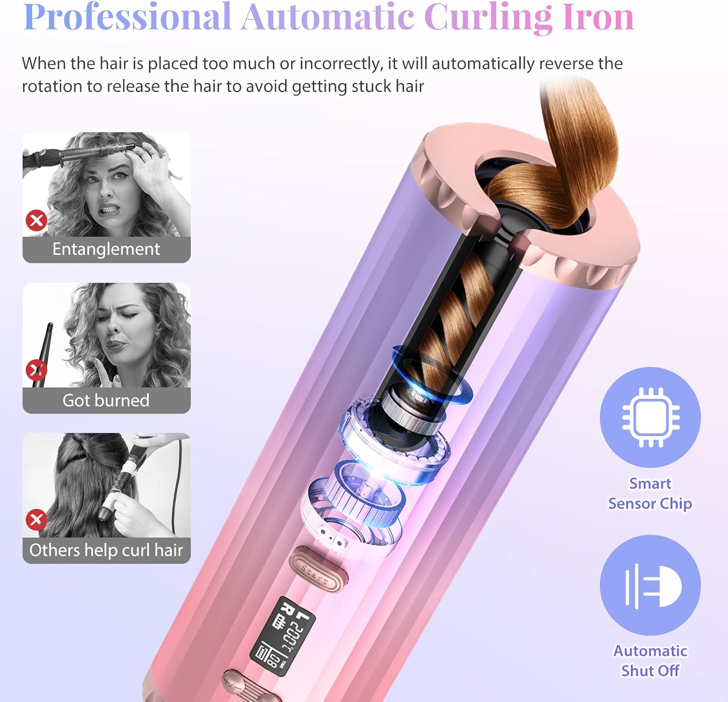 Detalle de Automatic Cordless Curling Iron with 6 Temperature Settings and 5200mAh Battery