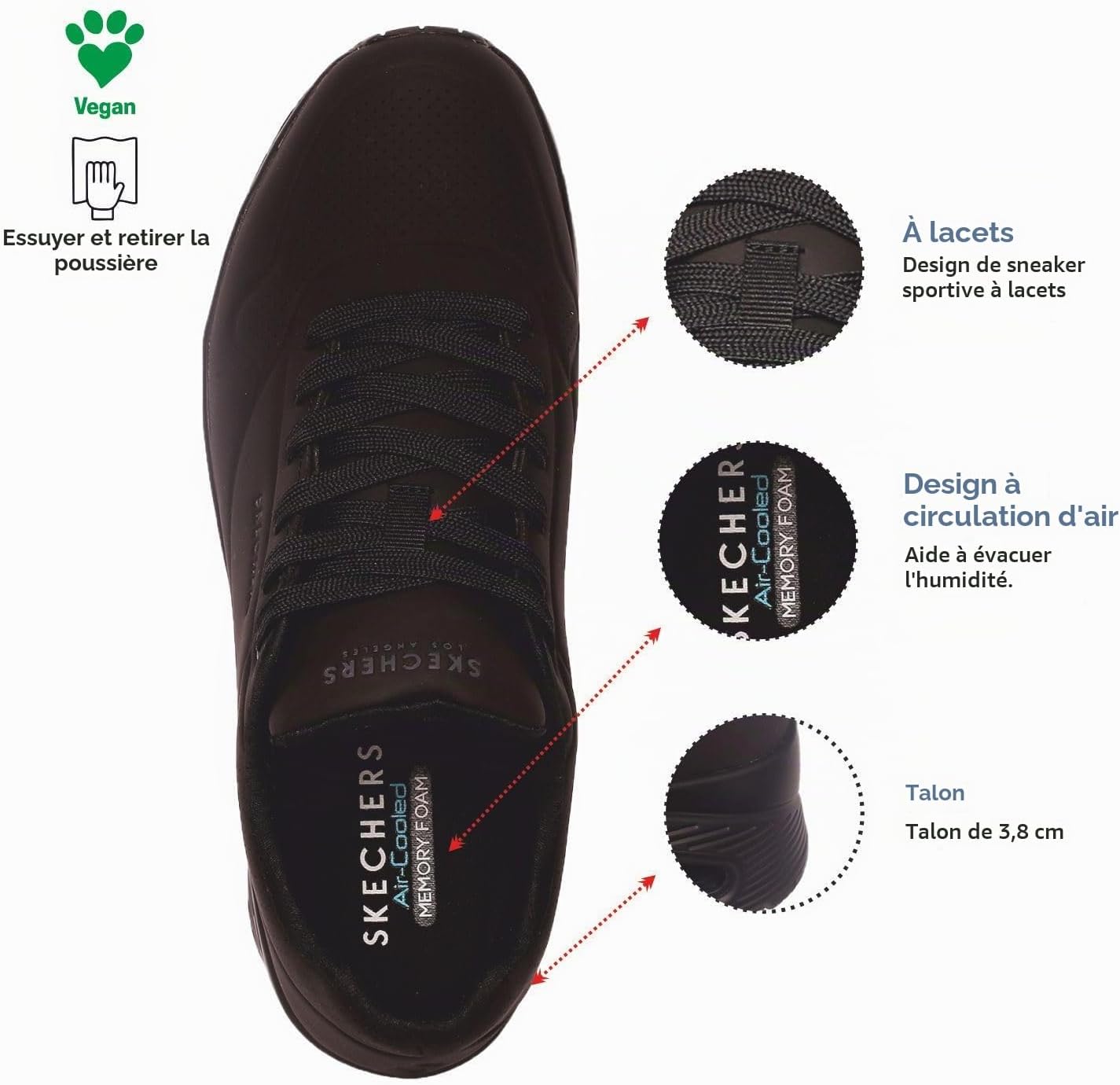 Detalle de Skechers Uno Stand On Air Baskets Homme – Black Durabuck Trim, 43 EU