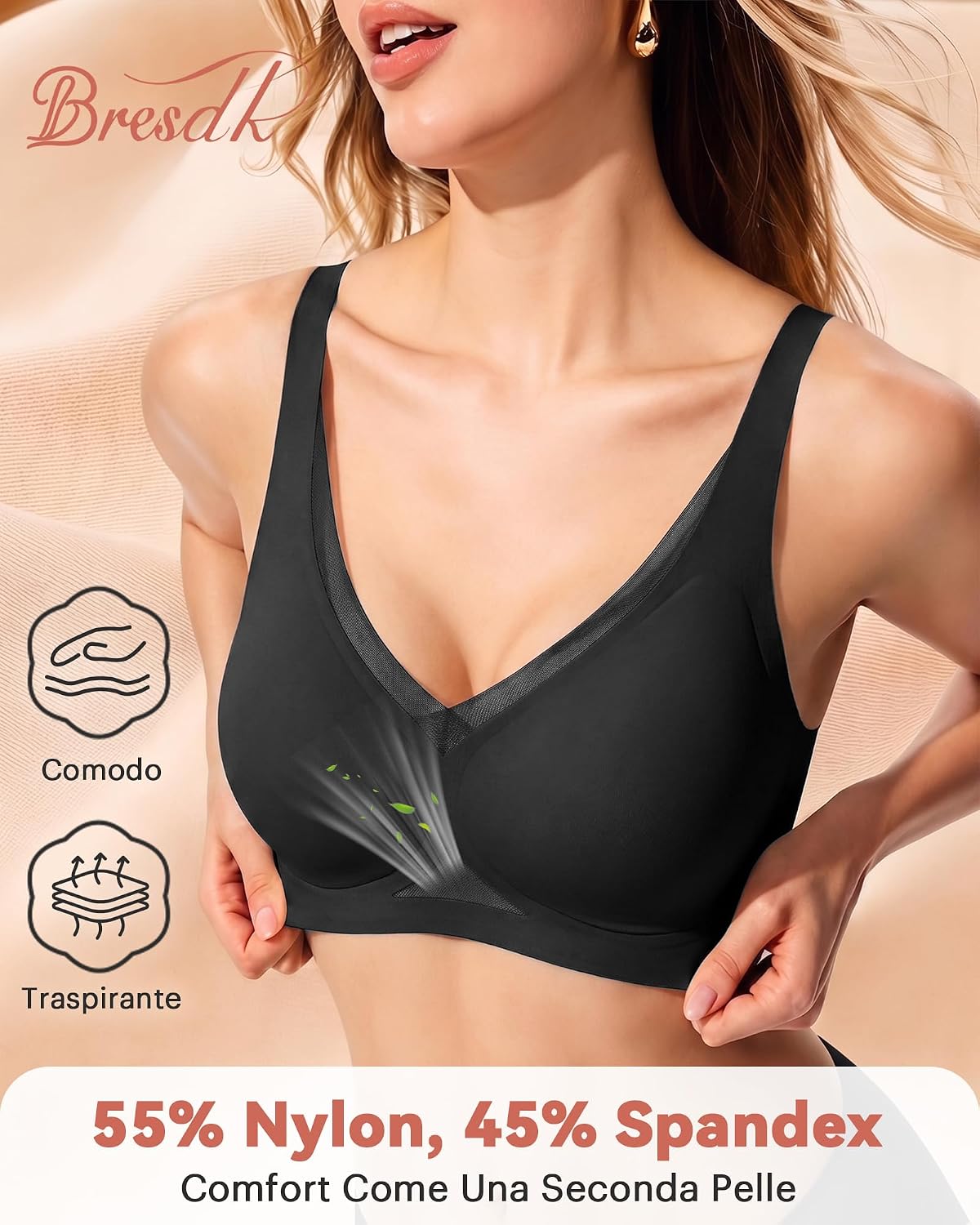 Thumbnail 1 de Bresdk Donna Reggiseno Senza Ferretto Senza Cuciture Comfort Push Up Quotidiano T Shirt