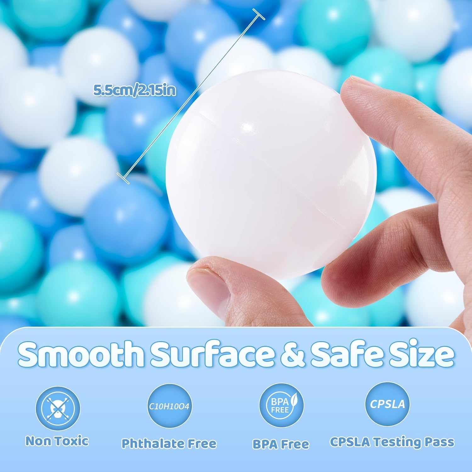 Detalle de MoonxHome Crush-Proof Pastel Plastic Balls (2.15 in) — Pack of 100