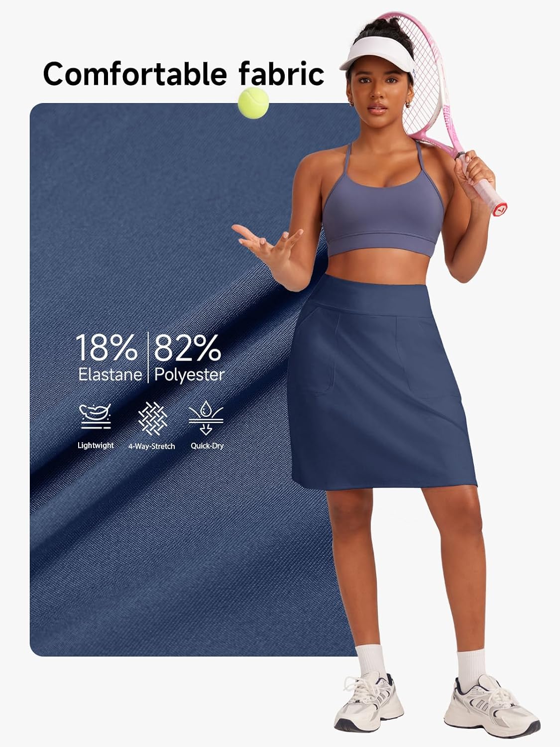 Thumbnail 4 de VUTRU Tennis-Skirt für Damen mit integriertem Innenhorts – knielanger Activatewear Rock mit Hoseunterlage