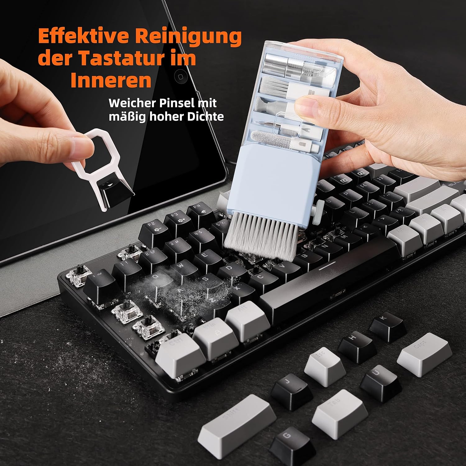 Detalle de Ordilend Tastatur Reinigungsset – 10-in-1 Komplettlösung für Laptop, MacBook und Tablet