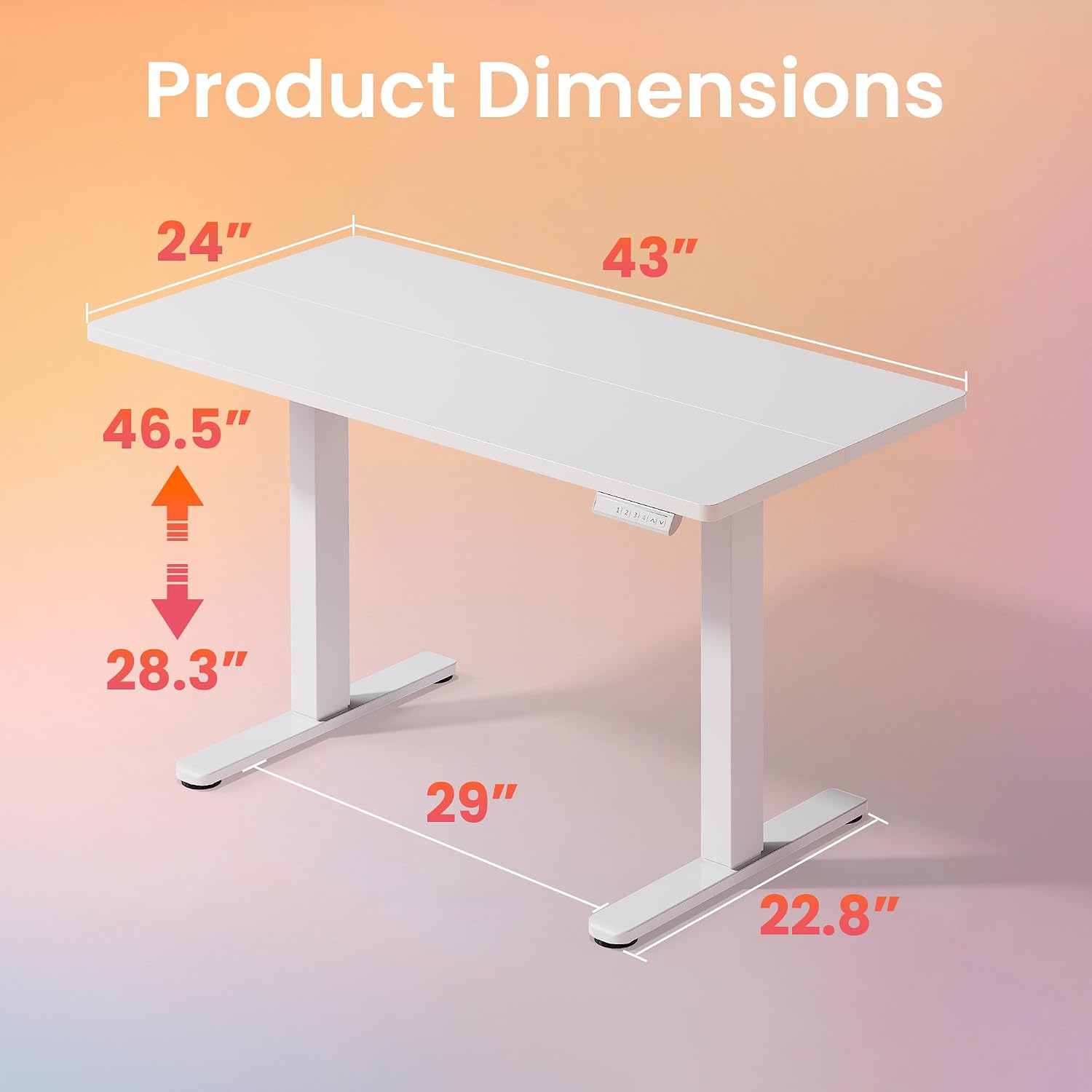 Thumbnail 2 de HUANUO Electric Standing Desk, 43 x 24 Inches