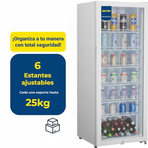 Detalle de METRO Professional GSC4240: Frigorífico para bebidas con puerta de cristal, 237 L, 4–18 °C