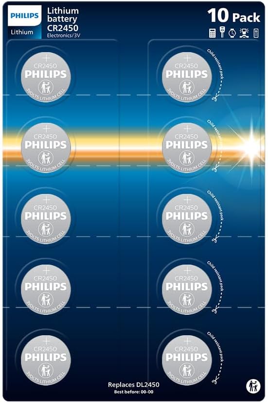 Detalle de Philips CR2450P10/01 CR2450-lithiumbatterijen, 3 V, set van 10