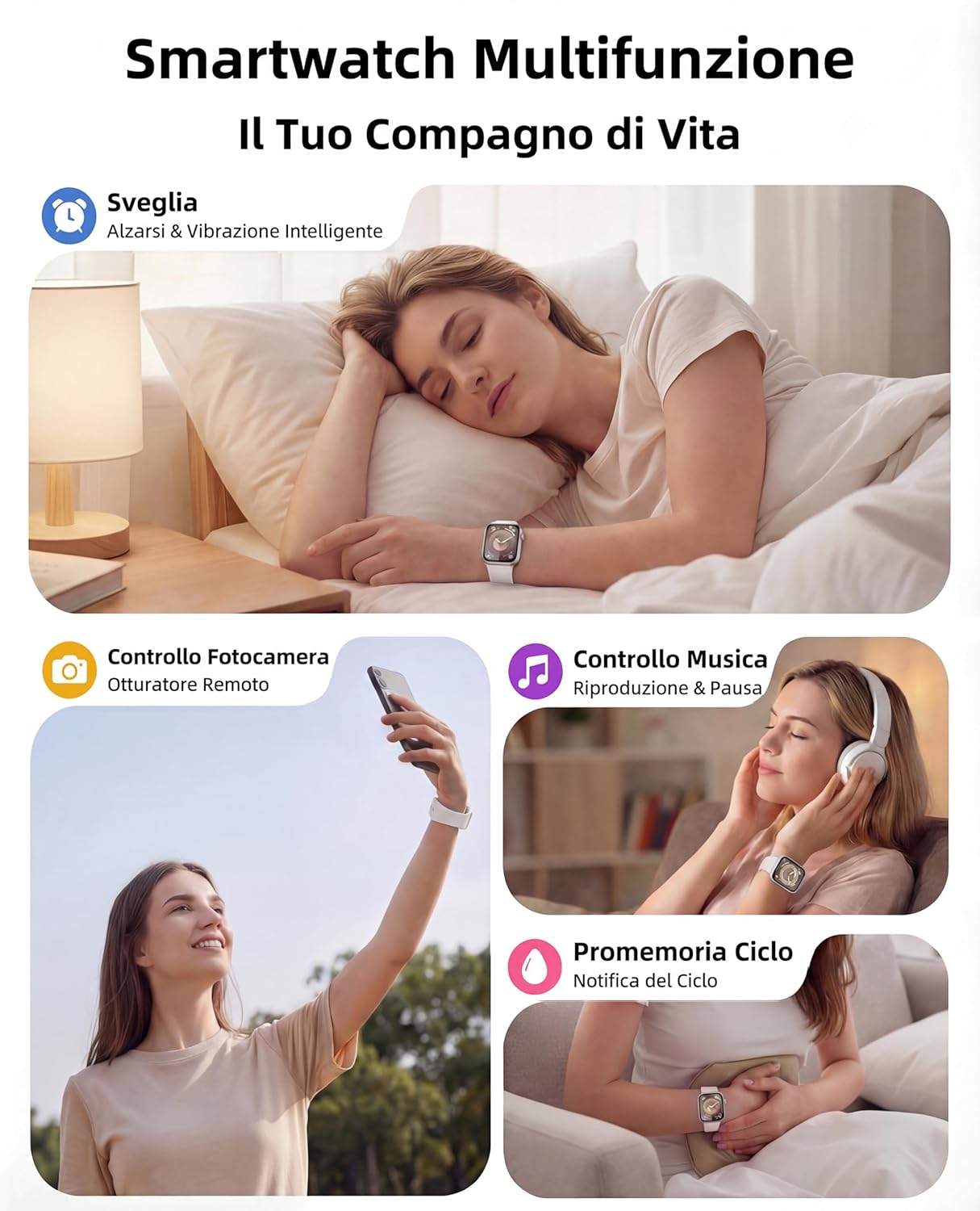 Detalle de Smartwatch Uomo/Donna 1.83'' con Chiamata Bluetooth, Monitoraggio Salute e 120+ Modalità Sportive – IP68