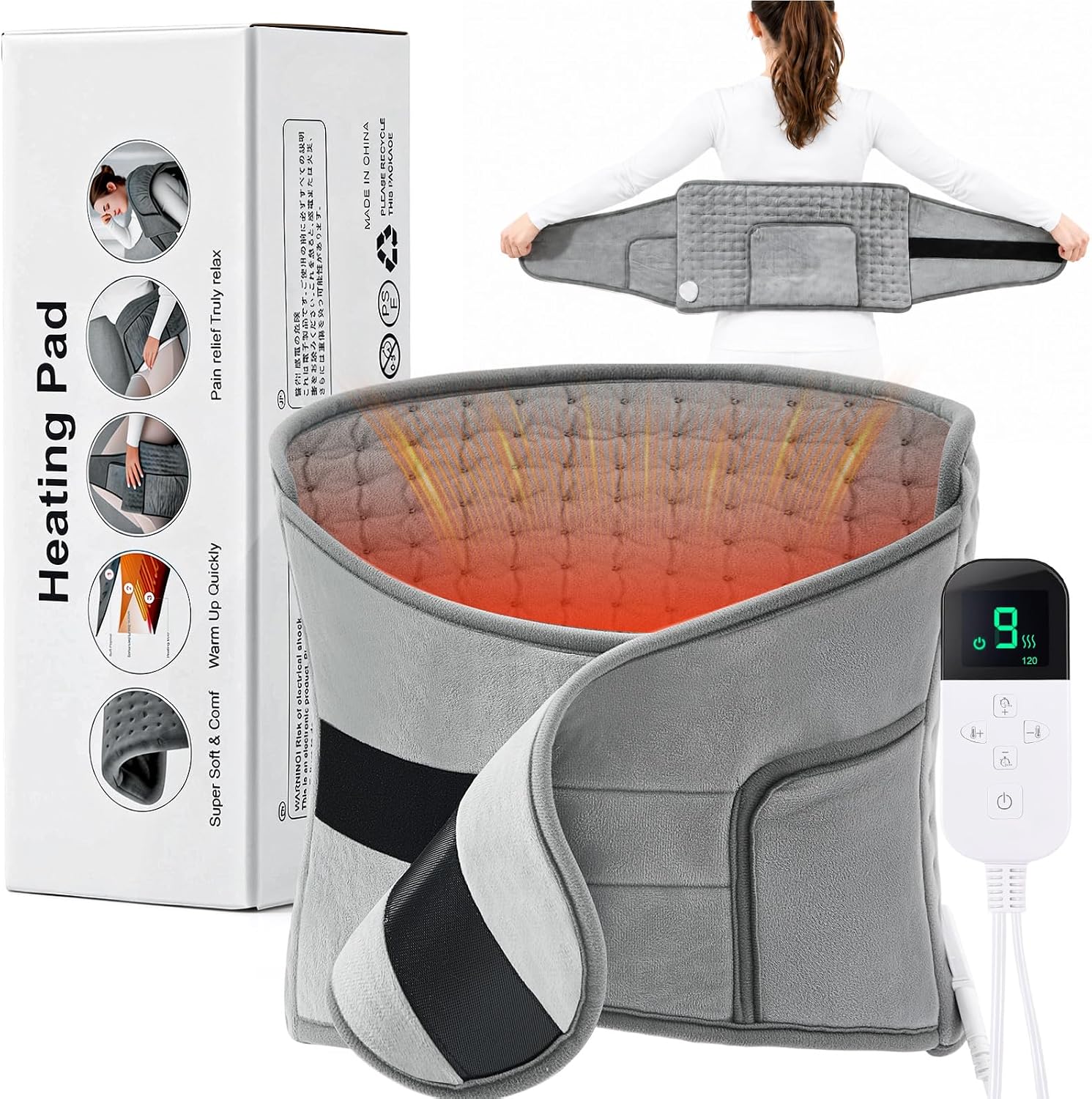 Detalle de Irrespek HB-150130 Wearable Heating Pad with 9 Heat Settings and Timer