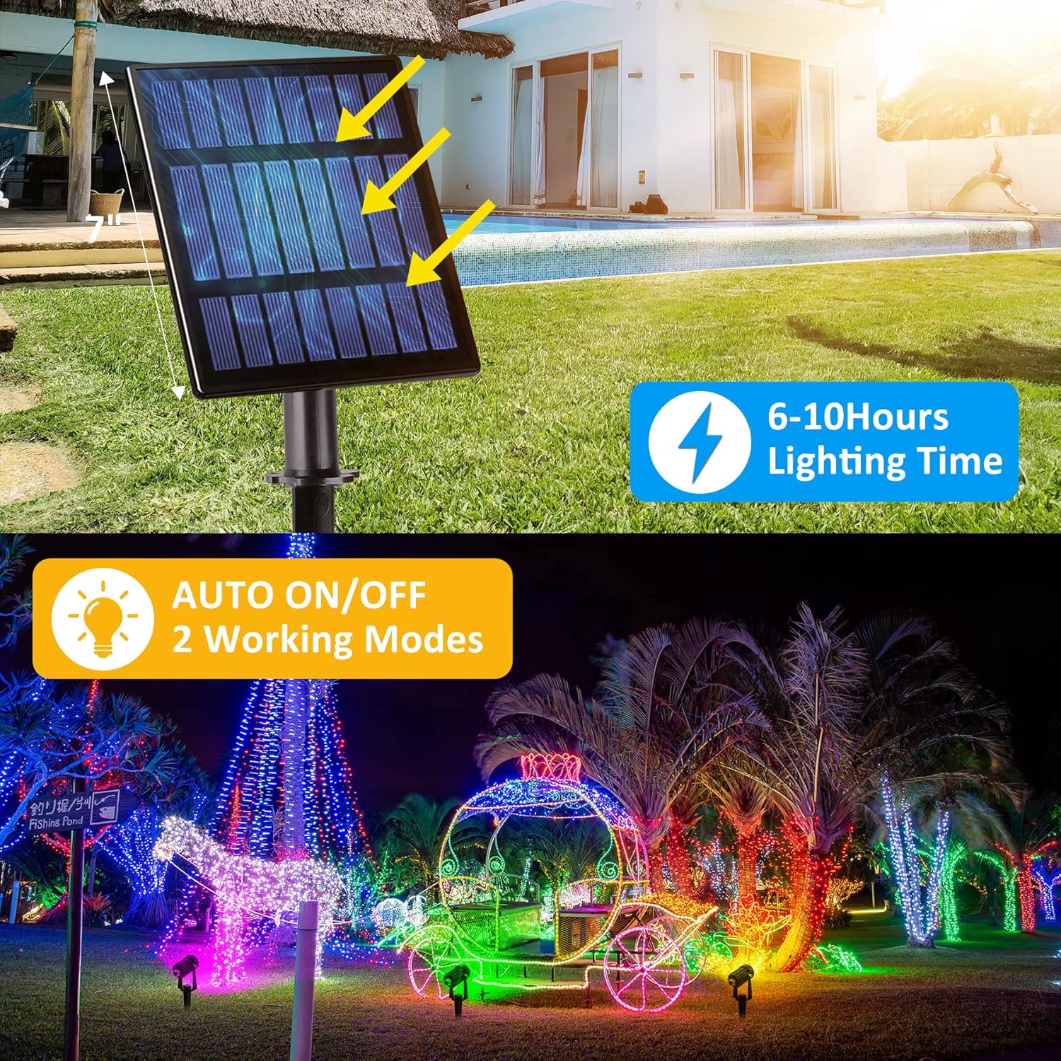 Thumbnail 3 de NATPOW Solar Spotlights Outdoor Garden Lights (4-in-1) – RGB Colour Changing, Dusk-to-Dawn, IP65 Waterproof