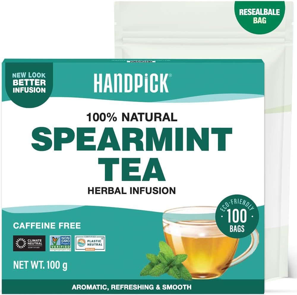 Detalle de HANDPICK Tè Menta Verde – 100 Filtri Rotondi Ecosostenibili, Senza Caffeina