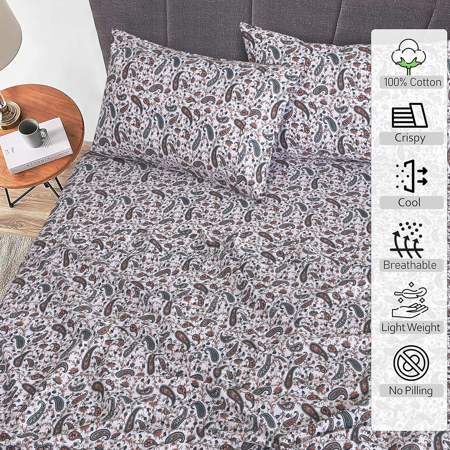 Detalle de RUVANTI Queen Percale Cotton Sheets 16