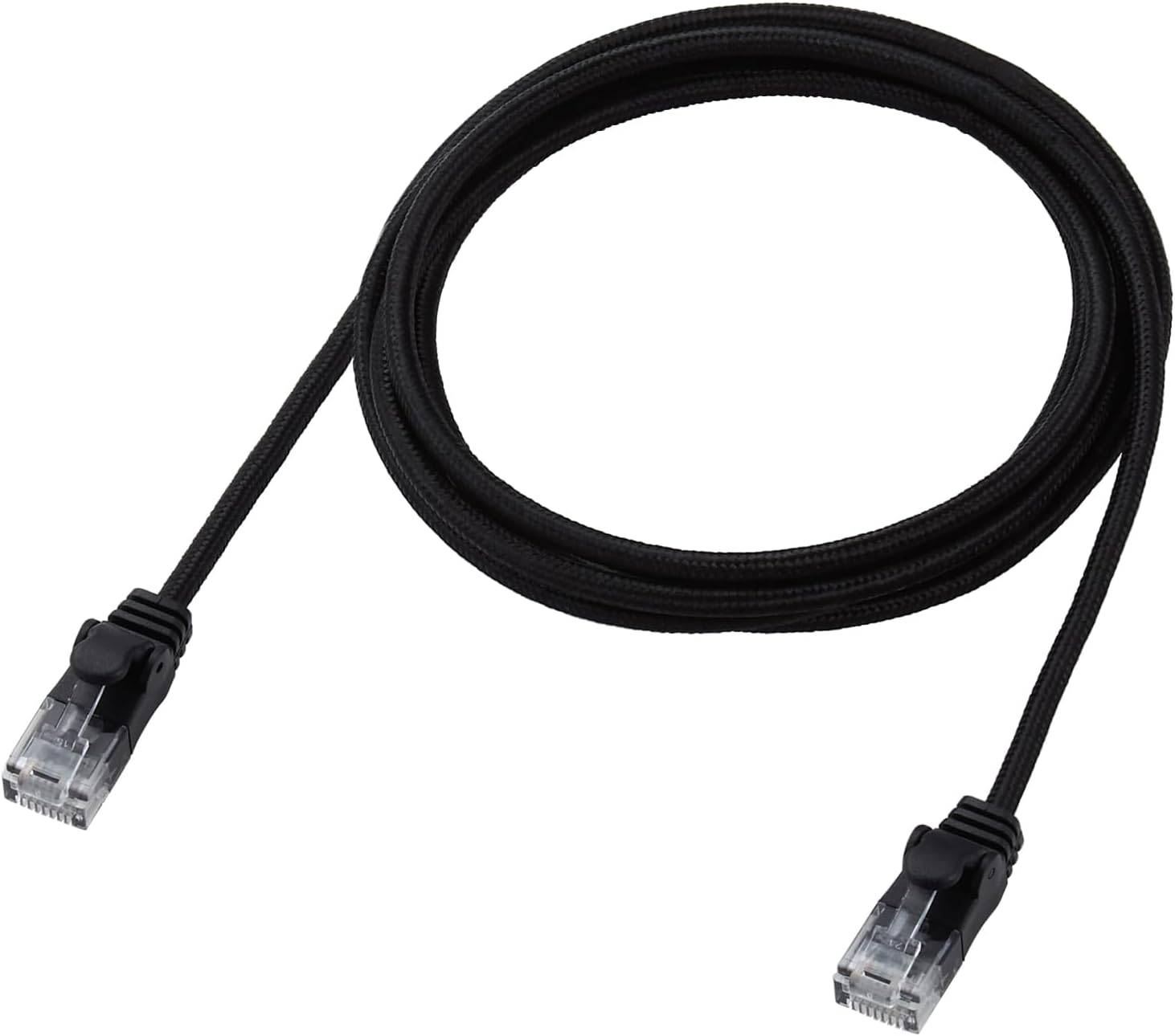 Detalle de エレコム ECLD-GPAM/BK20 CAT6A LANケーブル 2m 爪折れ防止・メッシュタイプ