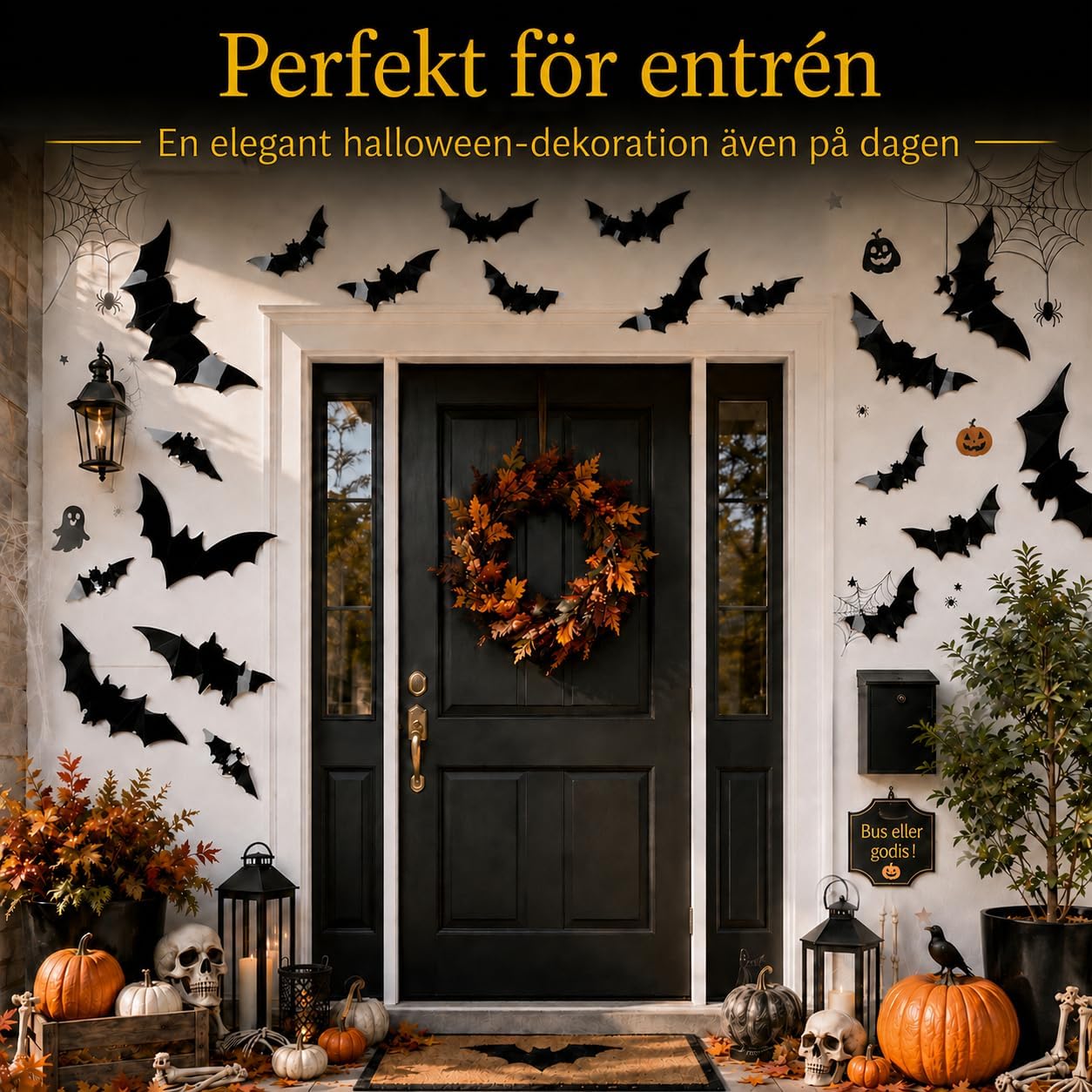 Detalle de ShadowRealmTech 0025 Halloween-dekoration med 24 lysande 3D-fladdermöss