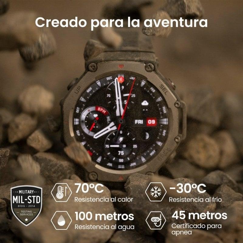 Detalle de Amazfit T-Rex 3: Smartwatch AMOLED 1,5" con GPS, mapas y IA en Negro Onyx para aventuras extremas