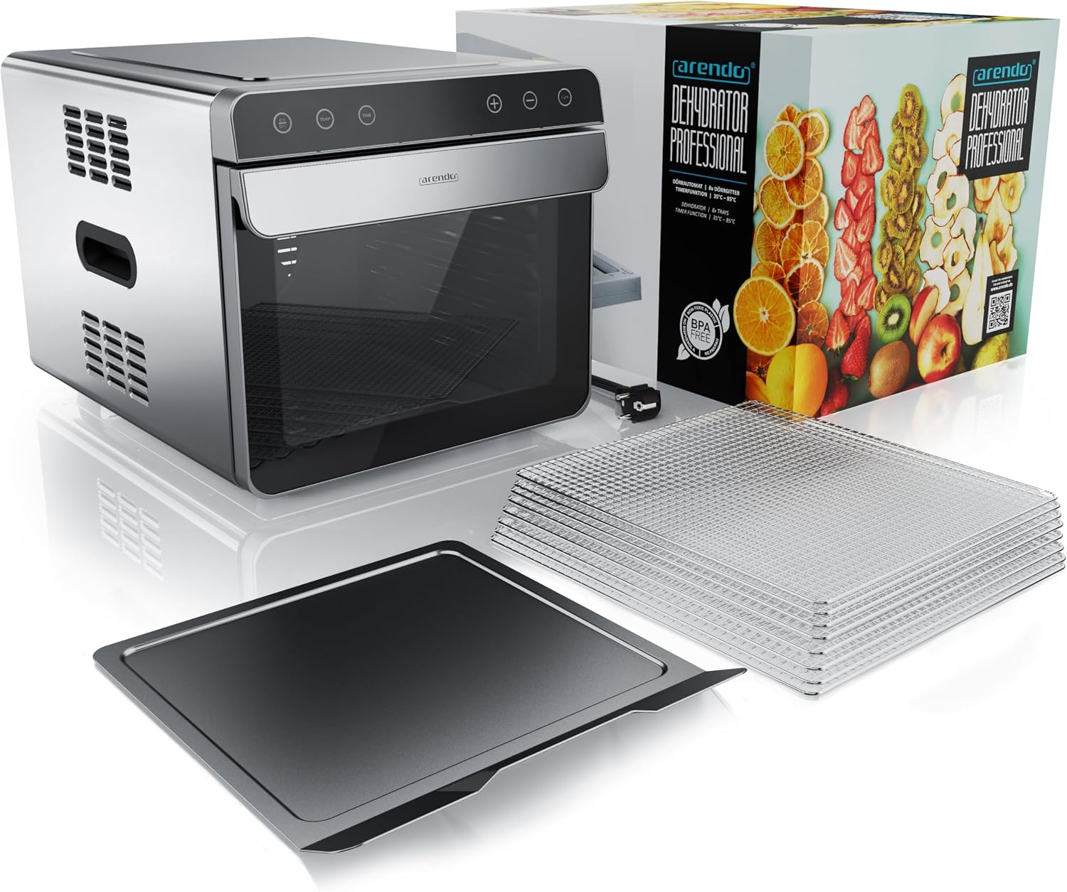 Thumbnail 6 de arendo Dörrautomat aus Edelstahl mit 8 Einlegetabletts (700 W), 35–85 °C – Dörrgerät für Obst, Fleisch, Pilze