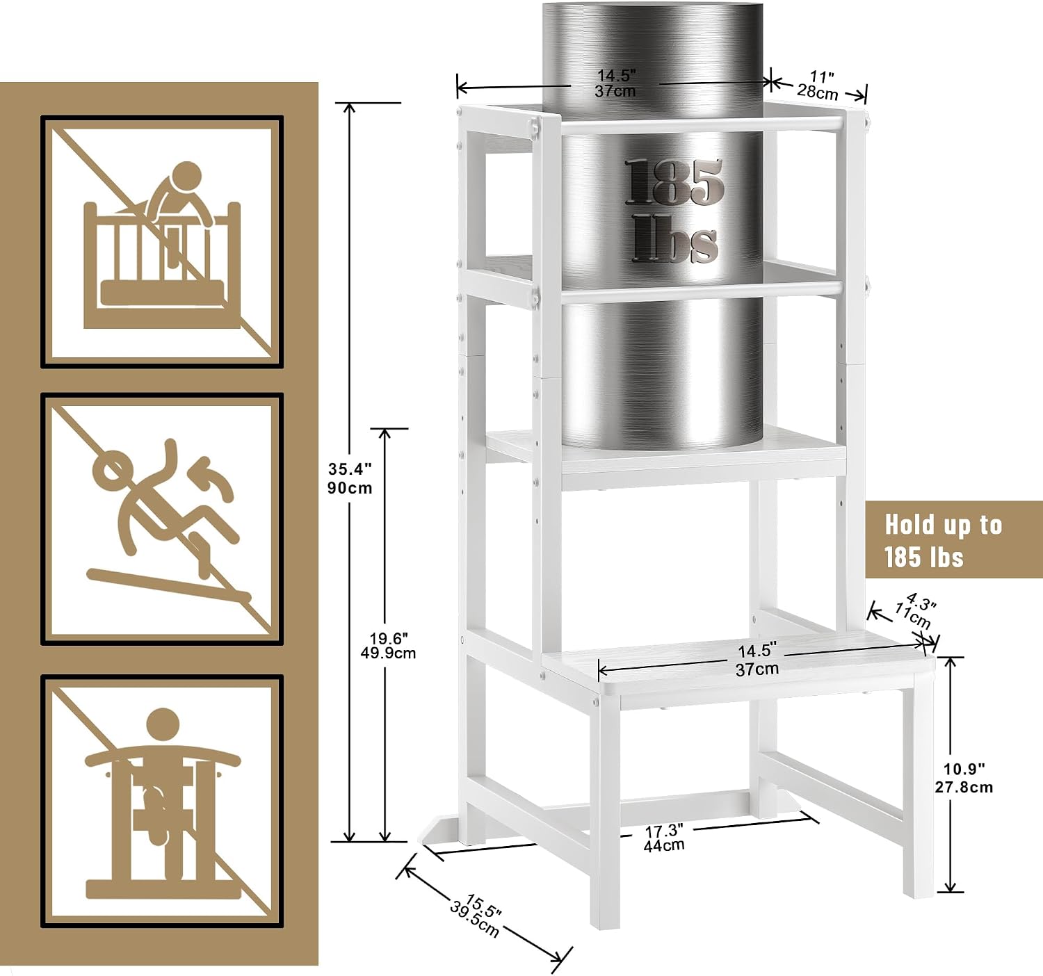 Detalle de INNOD Toddler Kitchen Step Stool with Steel and Wood