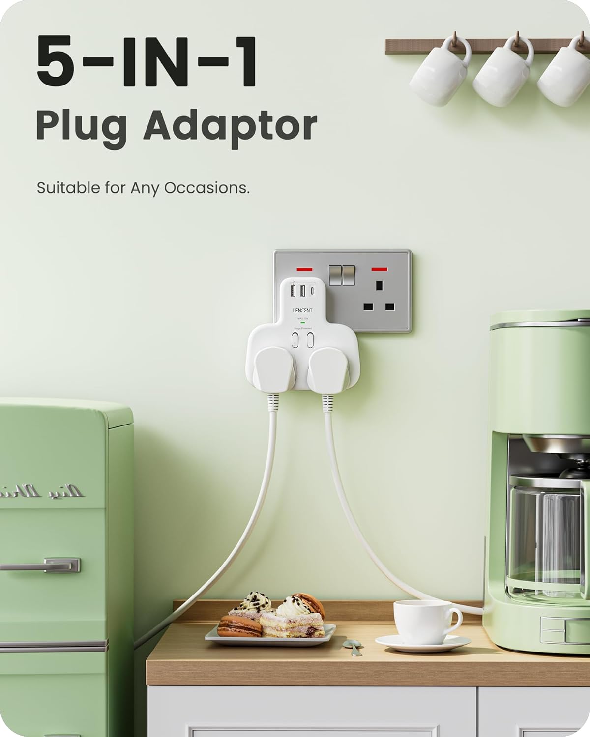 Thumbnail 1 de LENCENT Double Plug Adaptor 13A surge protected 🔌