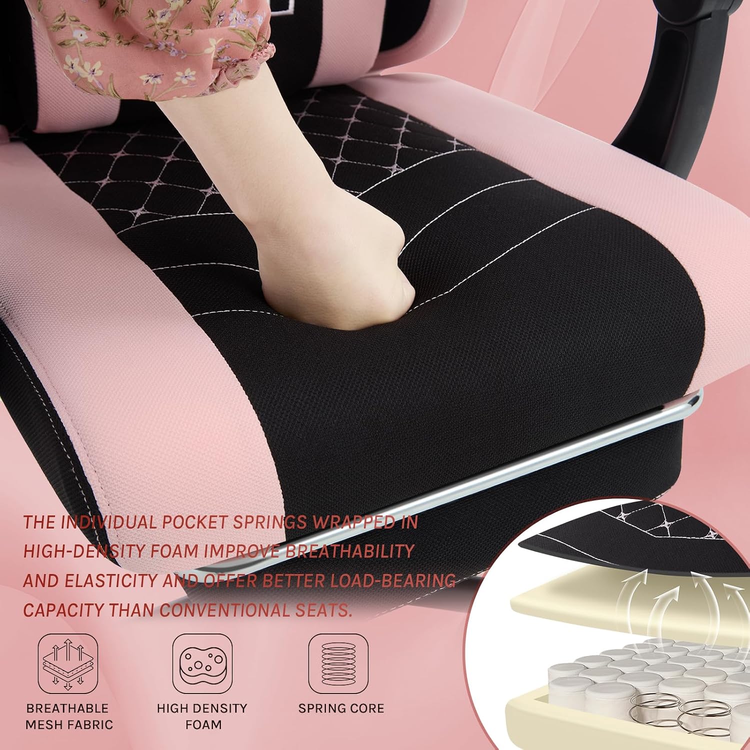 Detalle de WOLTU Gaming Stuhl mit Massagefunktion, 150 kg