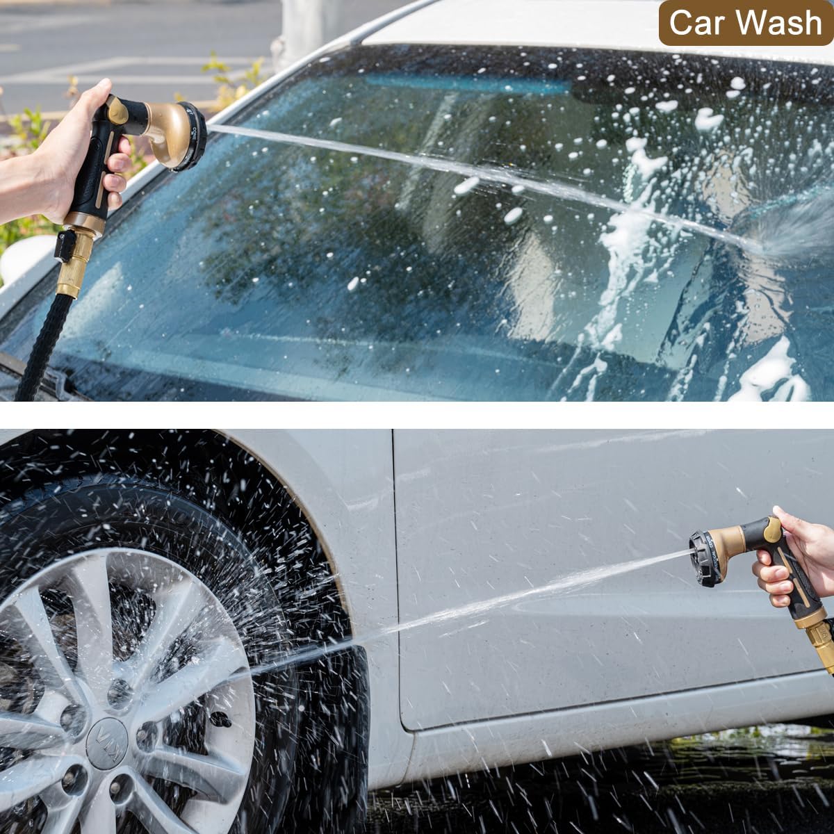 Thumbnail 5 de FANHAO Heavy Duty 100% Metal Hose Pipe Spray Gun with 8 Spray Patterns (Khaki)