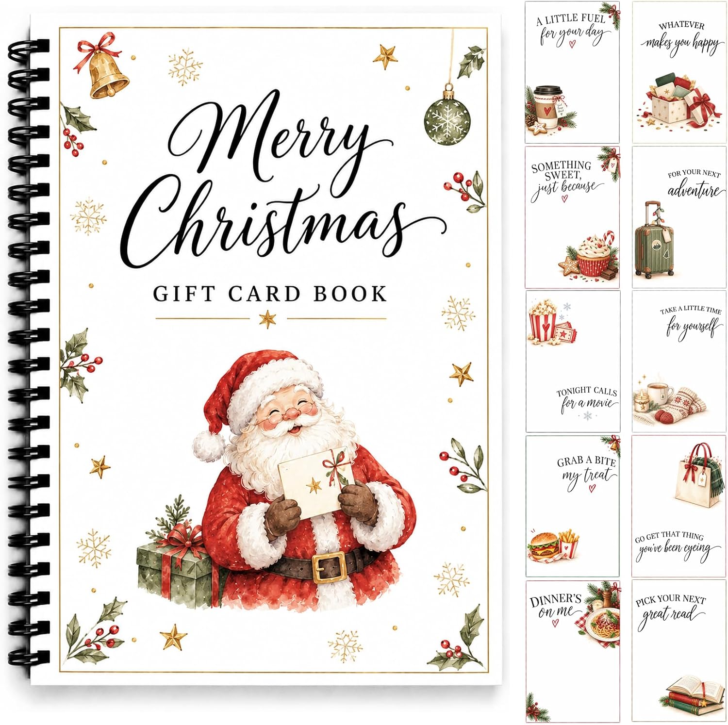 Detalle de AZHAIBUQI Christmas Gift Card Book, 5x7-Inch Spiral-Bound Booklet, 10 Festive Designs