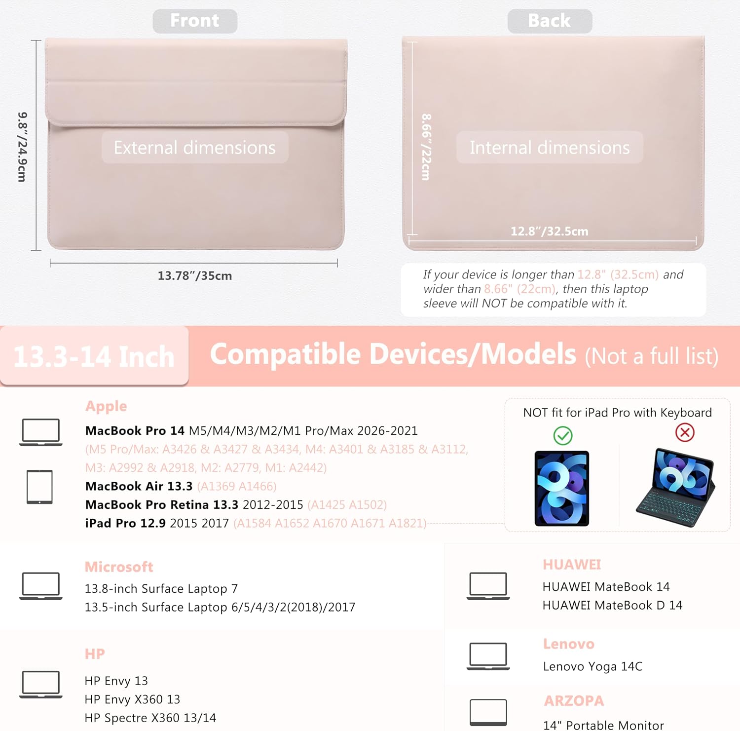 Detalle 2 de HYZUO laptop sleeve case 13.3 to 14 inch