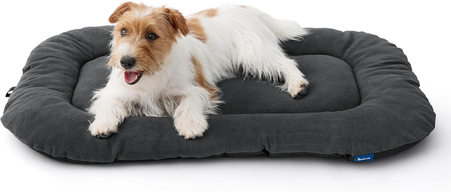 Detalle de BEDSURE waschbares Hundekissen für mittelgroße Hunde (74x46 cm), dunkelgrau – rutschfeste Unterseite