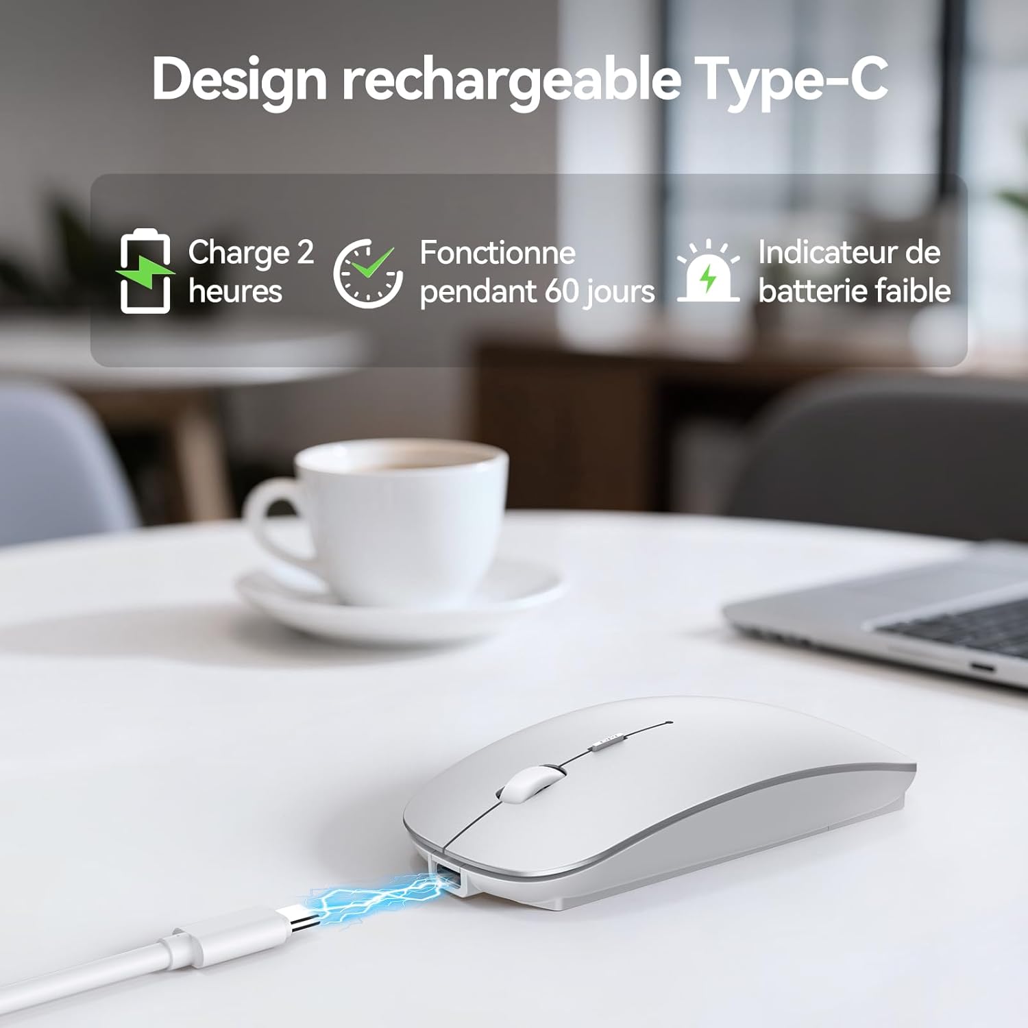 Thumbnail 2 de TECKNET Bluetooth Maus – Kabellose 3‑Geräte‑Maus mit 4800/3200/2400/1600/1200/800 DPI, USB‑Funkempfänger (2,4 GHz), Bluetooth 5.0, ultradünn und leise