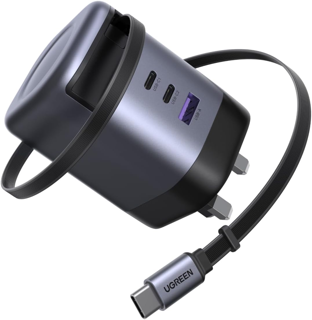 Detalle de UGREEN Nexode 100W USB-C charger with retractable cable
