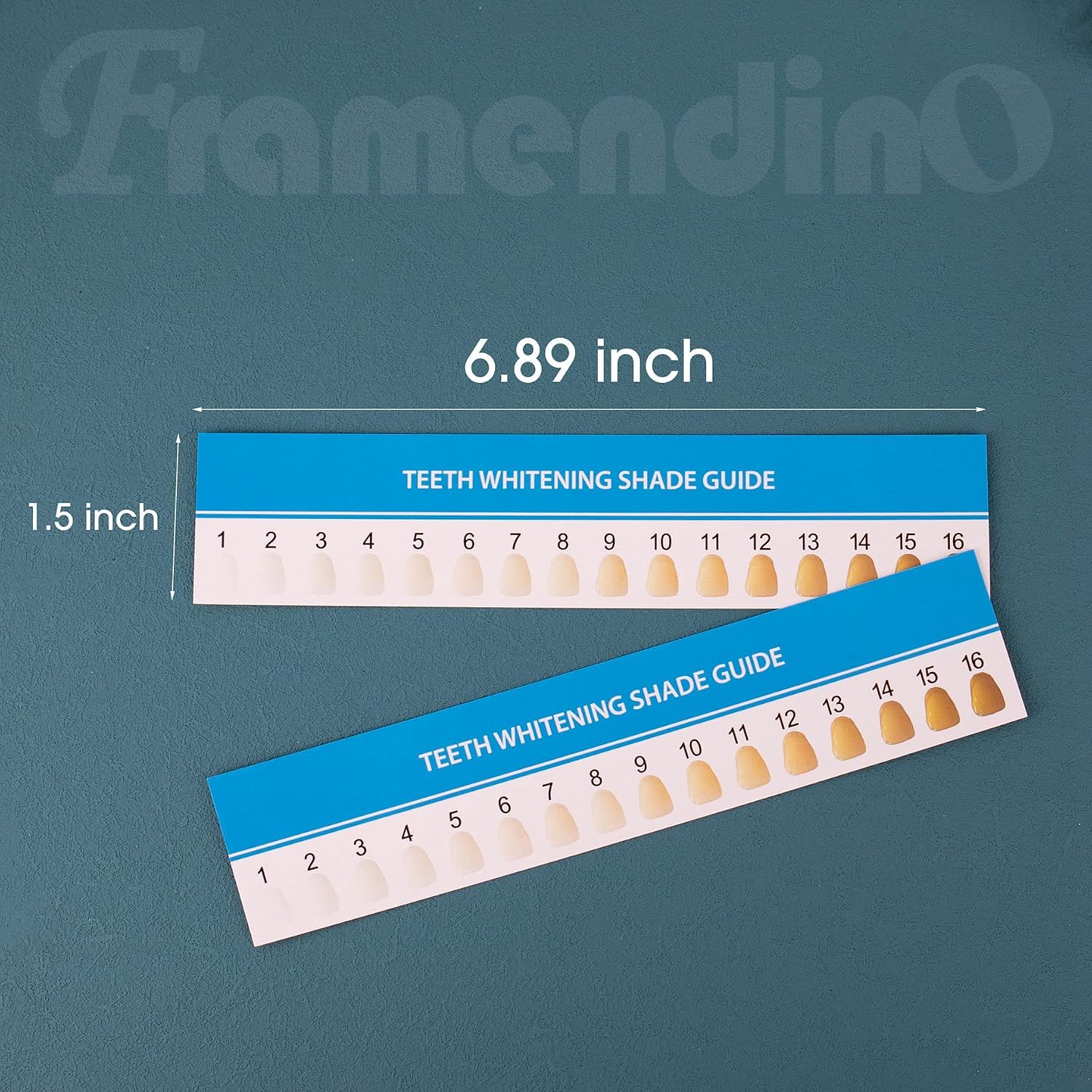 Detalle 2 de Framendino 歯のホワイトニング用シェードガイド 50枚入り 紙製・約6.9 x 1.5インチ