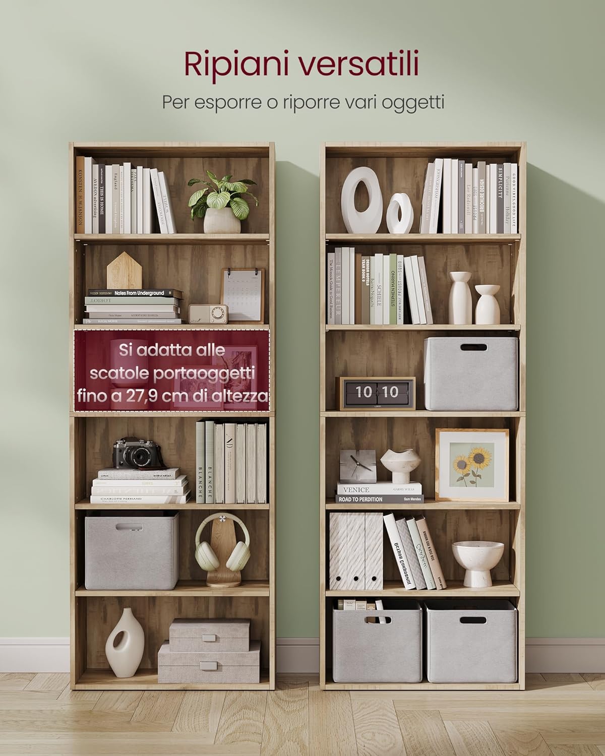 Thumbnail 4 de VASAGLE Scaffale a 6 ripiani LBC166T50 marrone cammello: libreria verticale con ripiani regolabili