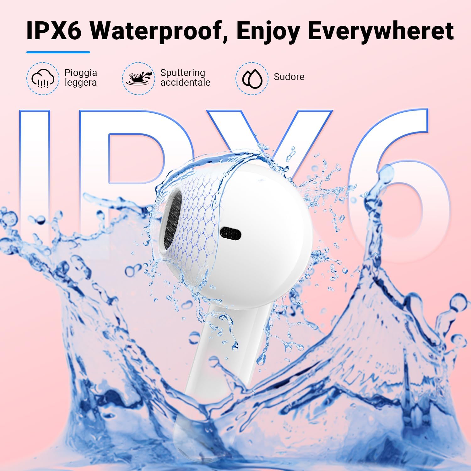 Detalle de Godyse G11MAX Wireless Earbuds, Bluetooth 5.4, Up to 42 Hours, Pink
