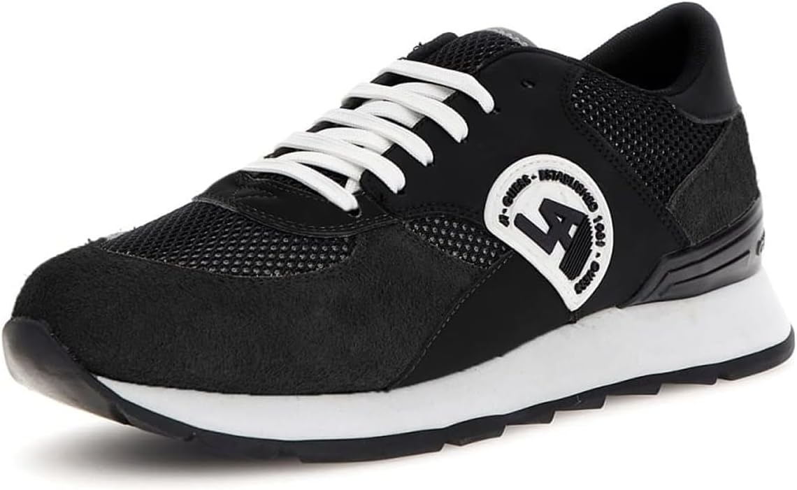 Detalle de Guess Homme Fano Sneaker : sneaker en cuir blanc avec détails beige