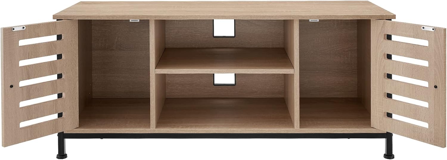 Detalle de tectake Carlow TV-bänk 110 × 41,5 × 50,5 cm i Sonoma-ek med svart stålram