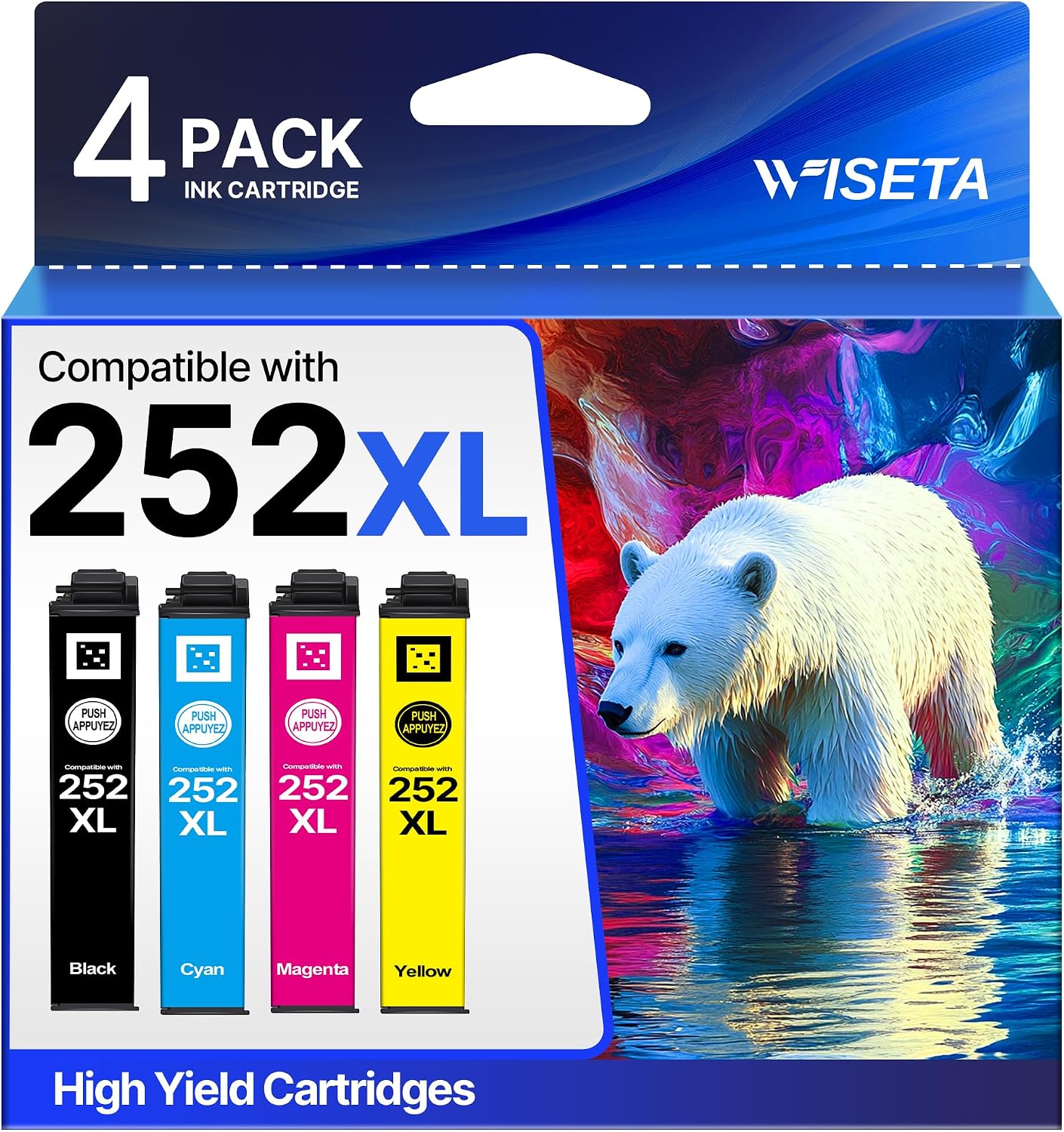 Detalle de WISETA 252 XL Ink Cartridges, 4-Pack with High-Yield Black and Colour