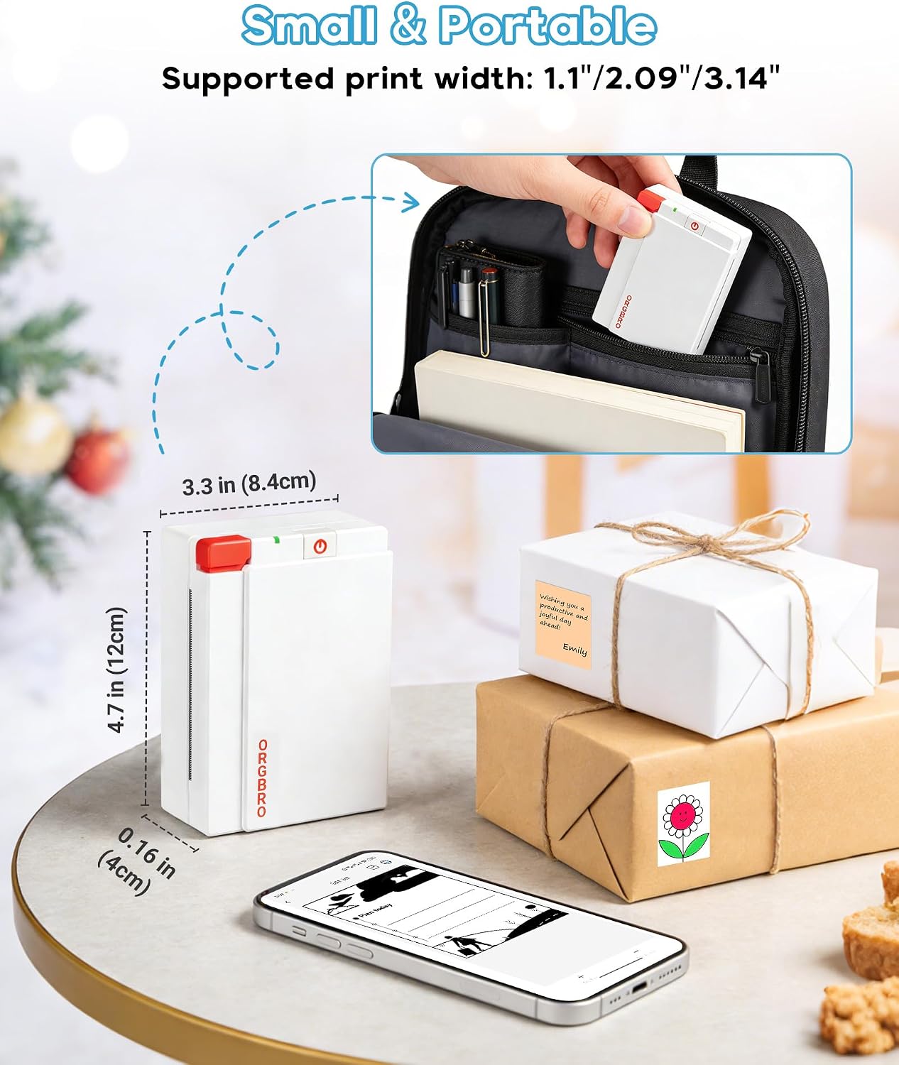 Thumbnail 3 de ORGBRO X3 Mini Printer 2–3 Inch Sticker Printer