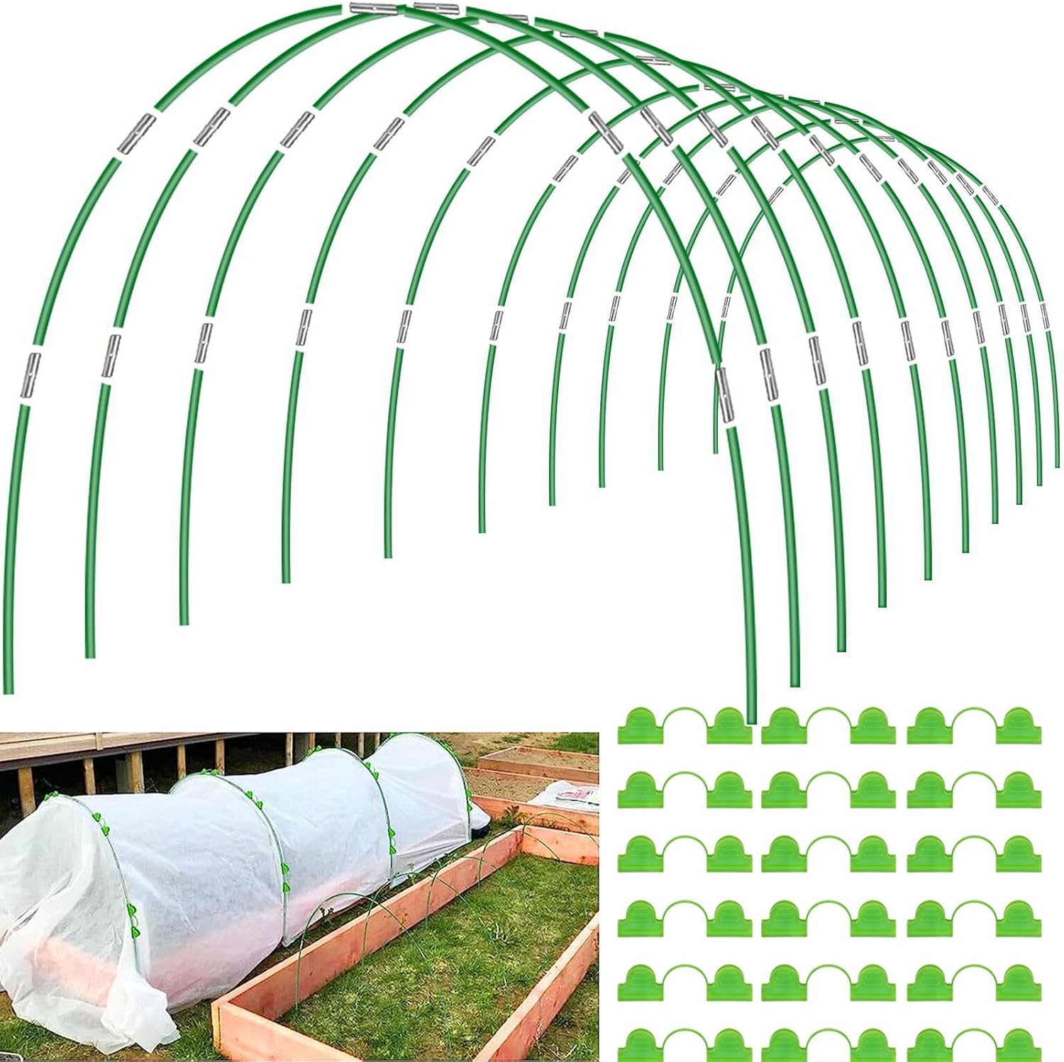 Thumbnail 6 de 36pcs Garden Hoops for Raised Beds: Flexible Fiberglass Tunnel Kit with Clips