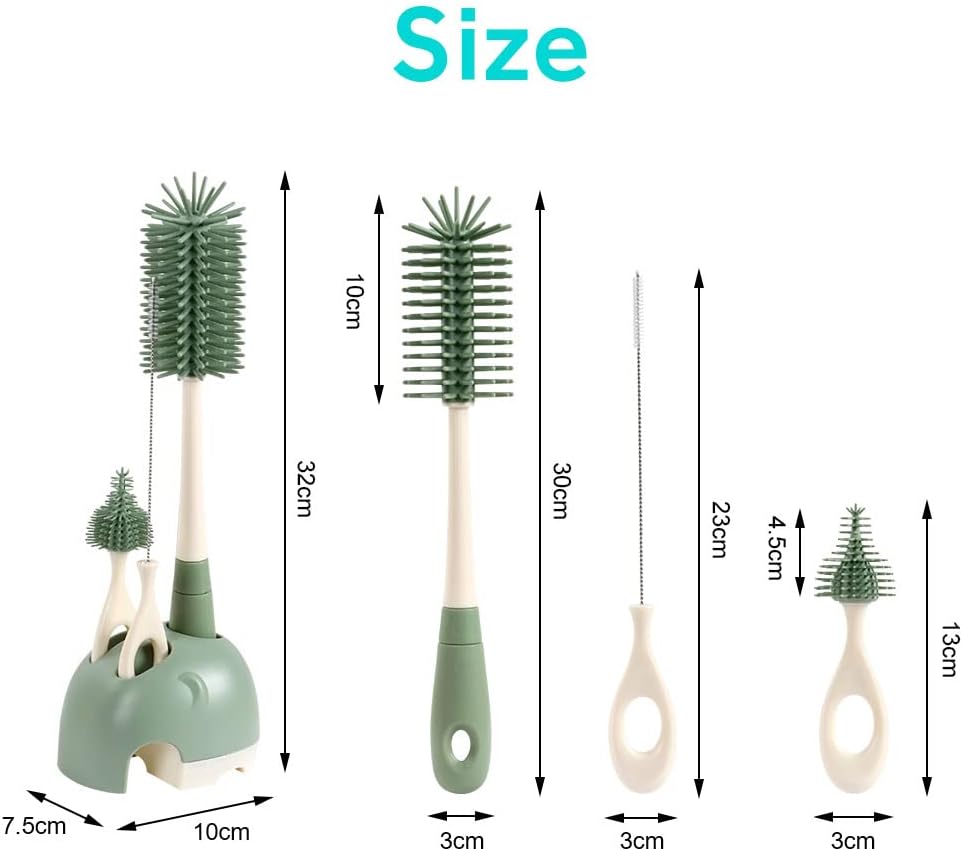 Detalle de Ensemble Vicloon 4 en 1: brosse bébé en silicone, 360° et support pratique