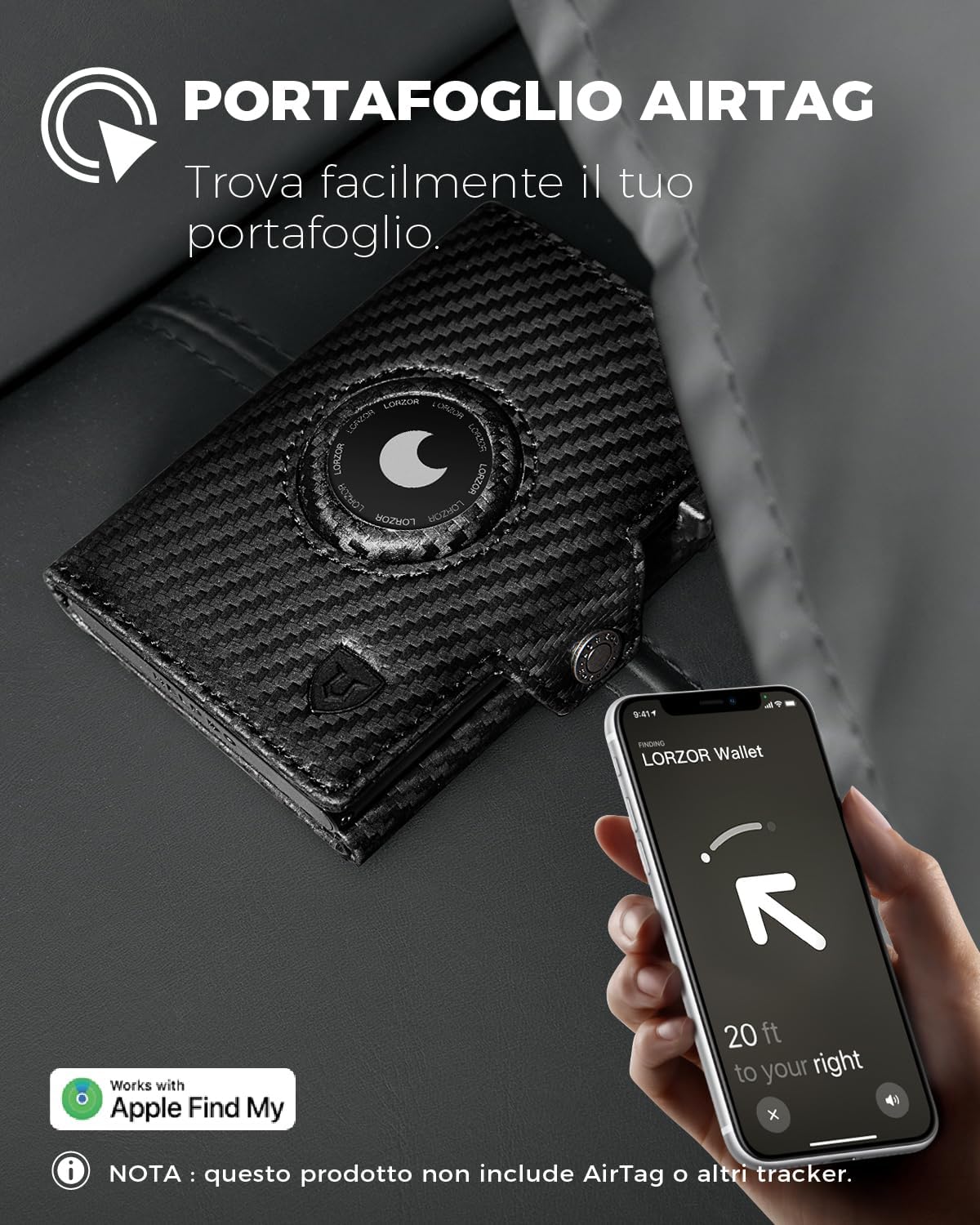Detalle 2 de LORZOR Portafoglio Airtag slim 9,6