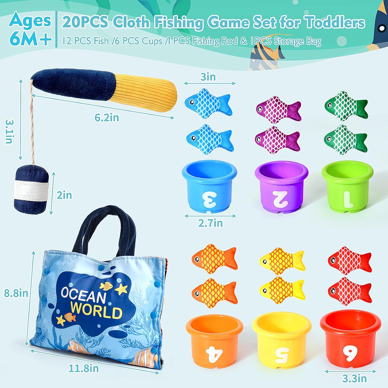 Thumbnail 4 de Yitical Montessori Fishing Set 20pcs 🎣