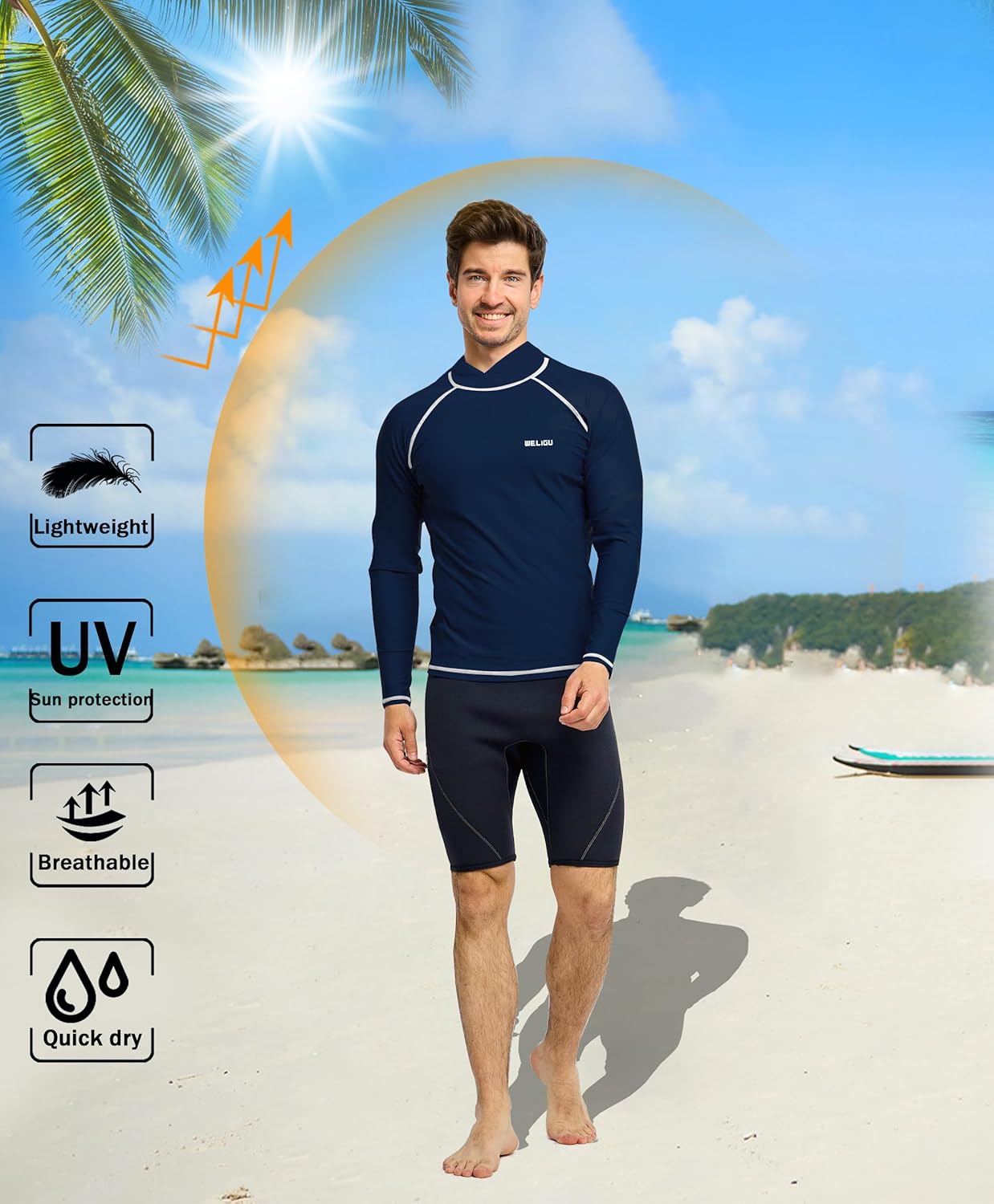 Thumbnail 3 de Men's UPF 50+ Sun Protection Hoodie Shirt Long Sleeve