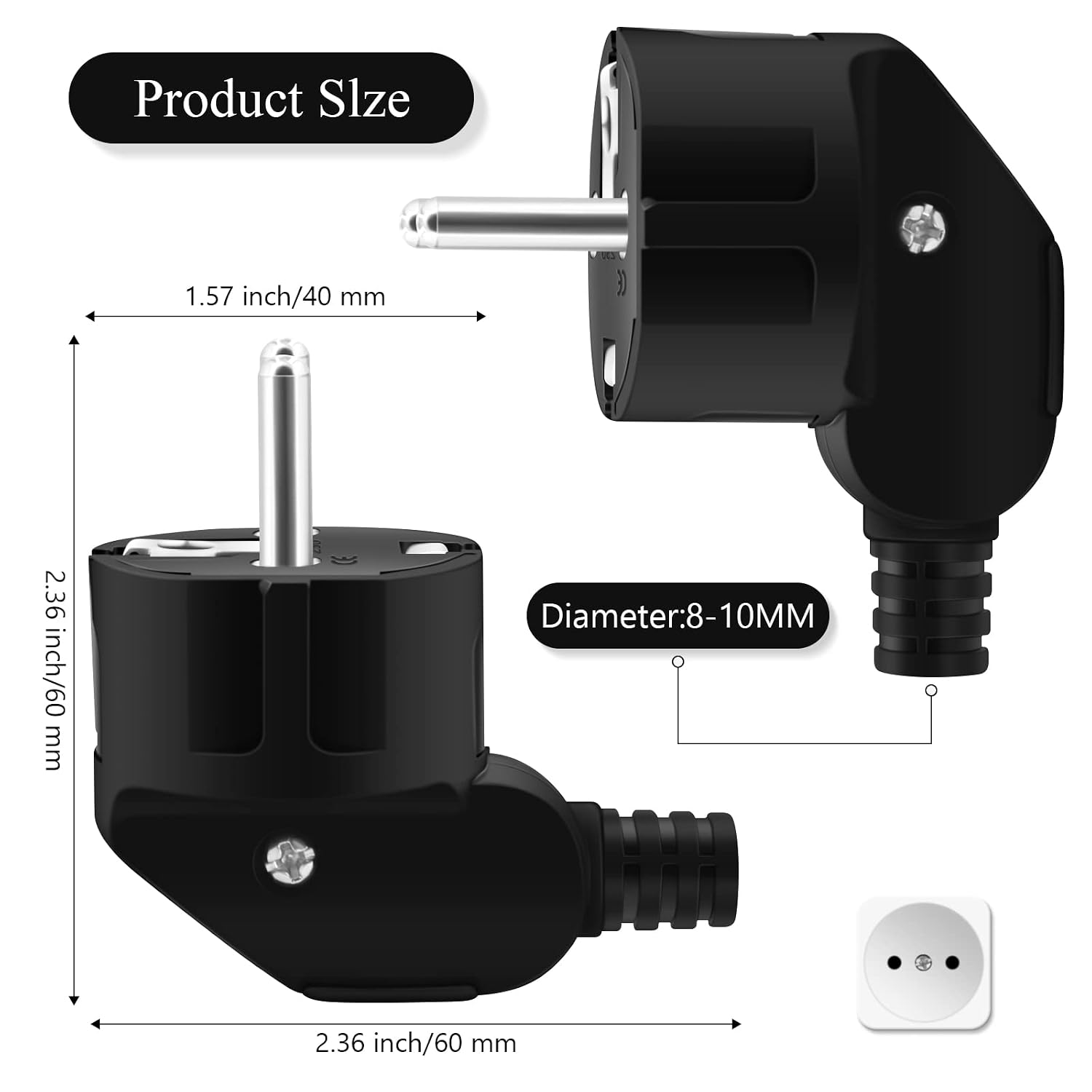Thumbnail 1 de PABANCE schuko stecker, Schuko-vinkelkontakt 250 V, 16 A, 3-pack